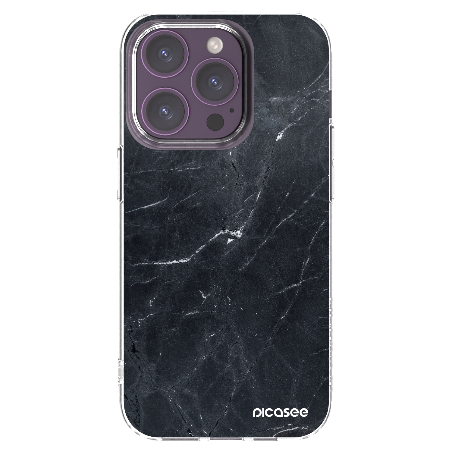 Picasee silikonowe przeźroczyste etui na Apple iPhone 14 Pro - Black marble