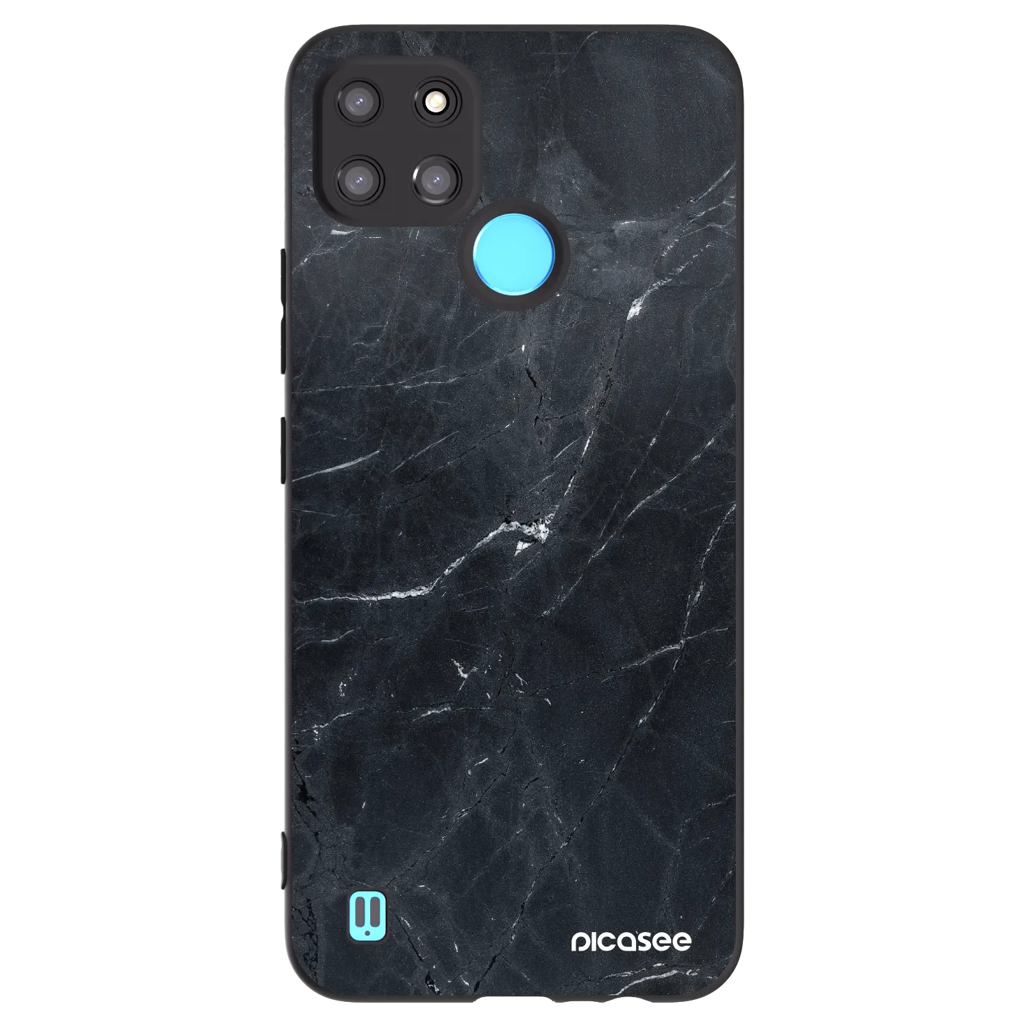Picasee silikonowe czarne etui na Realme C21Y - Black marble