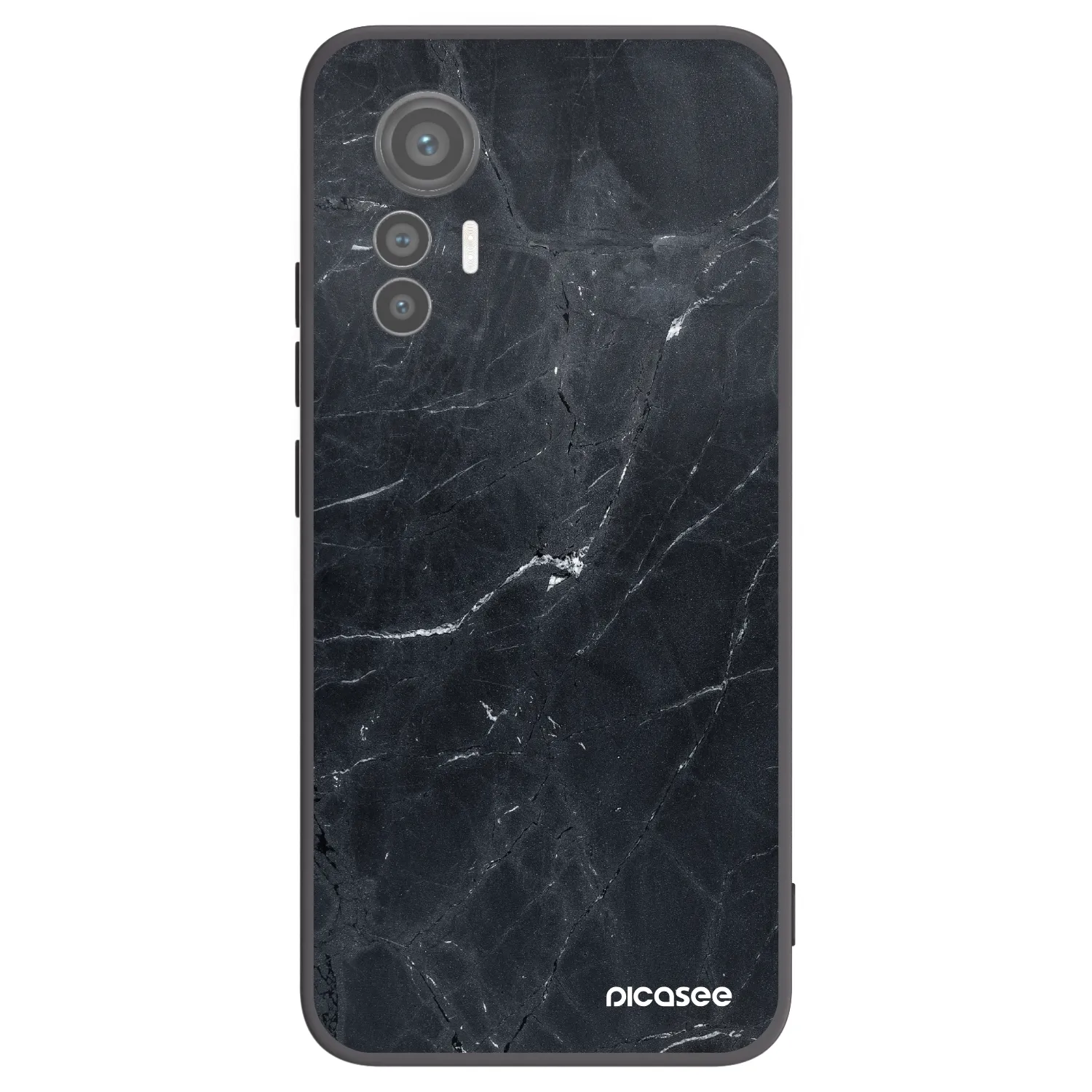 Picasee silikonowe czarne etui na Xiaomi 12 Lite - Black marble