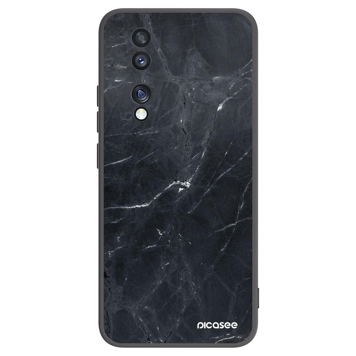 Picasee silikonowe czarne etui na Honor 70 - Black marble
