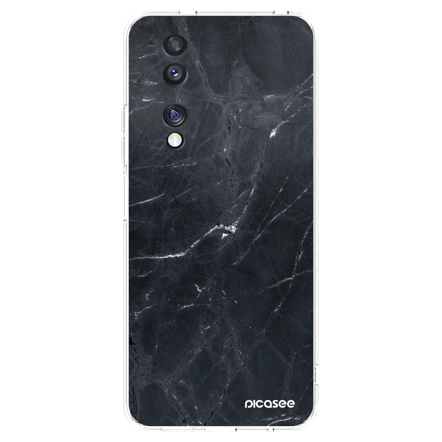 Picasee silikonowe przeźroczyste etui na Honor 70 - Black marble