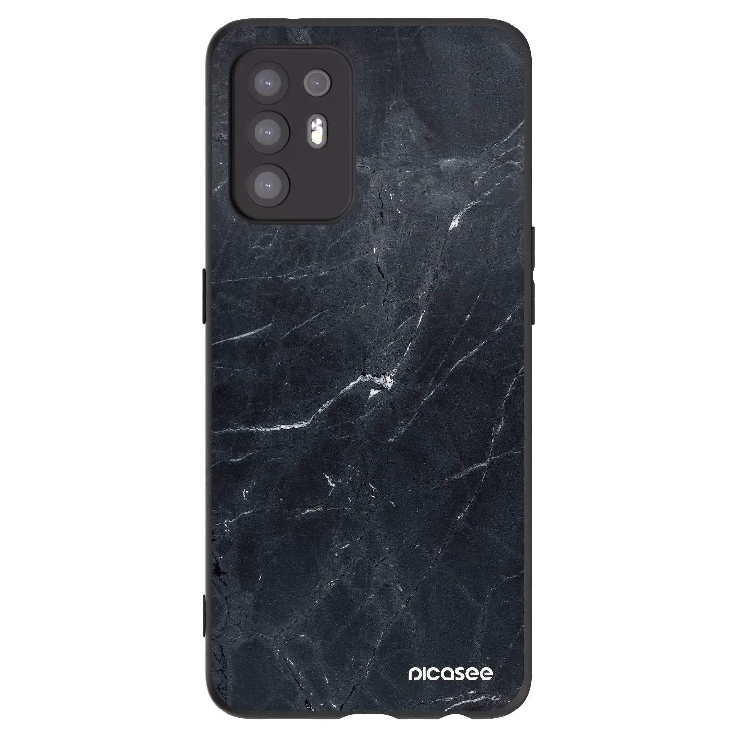 Picasee silikonowe czarne etui na OPPO A94 5G - Black marble