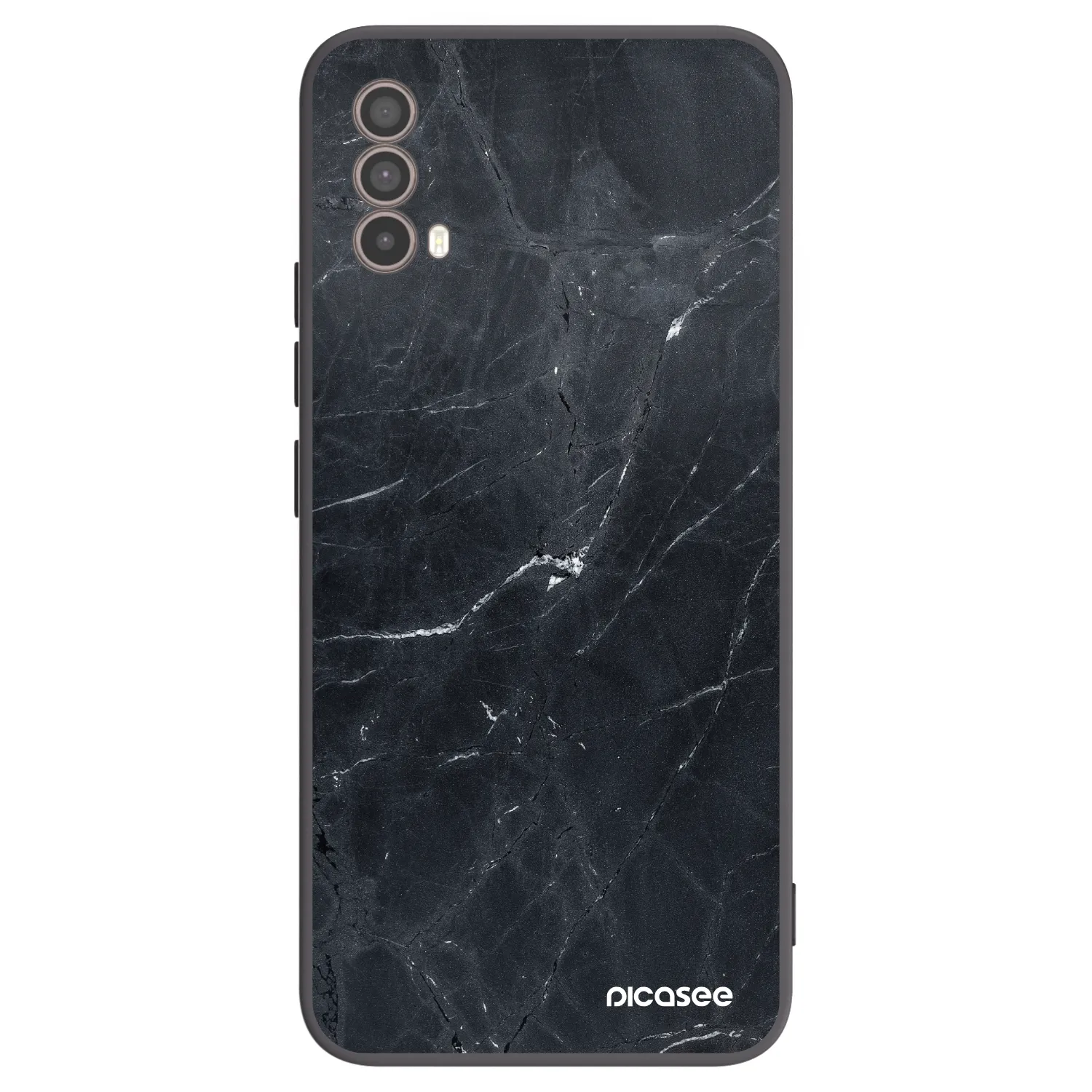 Picasee silikonowe czarne etui na Motorola Moto E40 - Black marble
