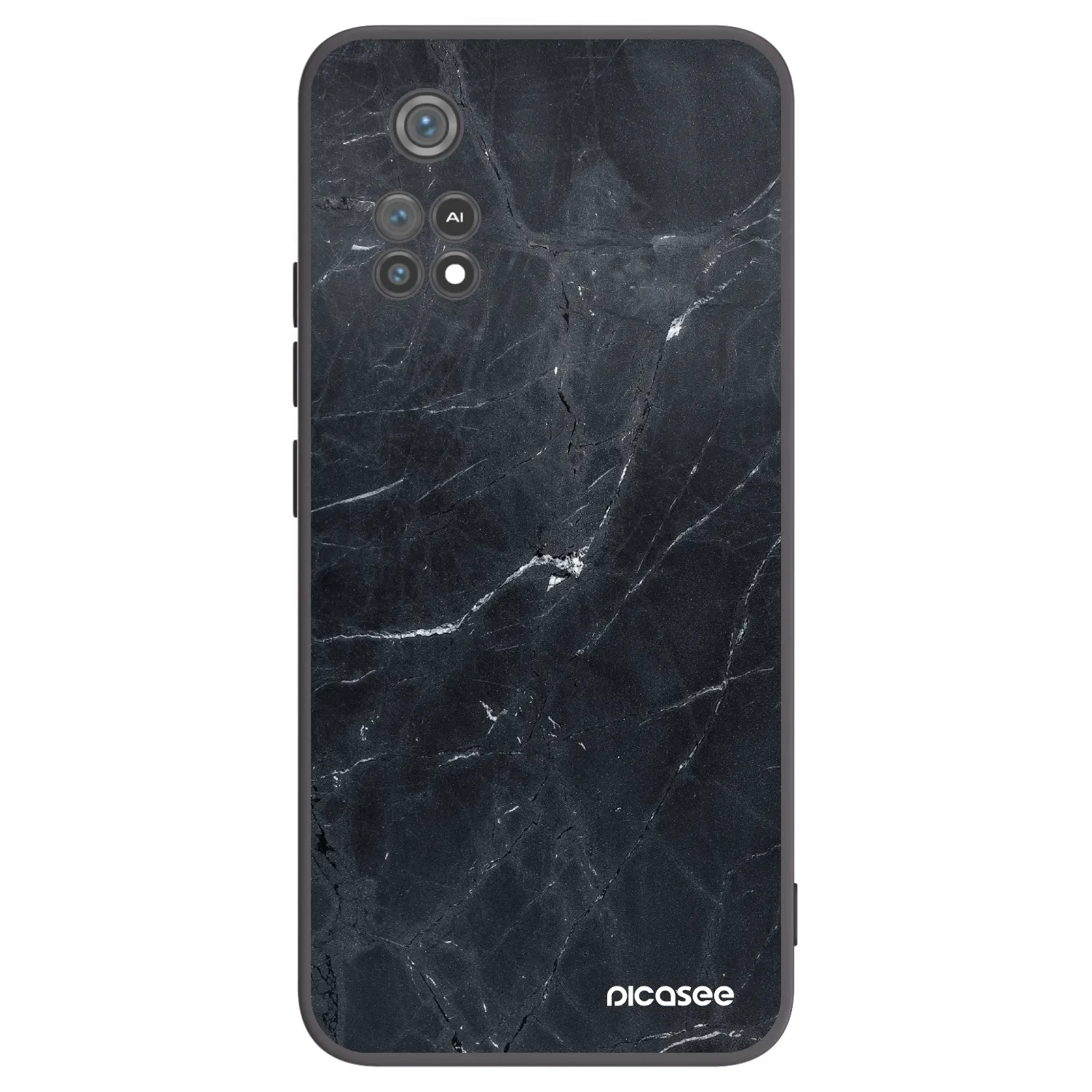 Picasee silikonowe czarne etui na Xiaomi Poco M4 Pro - Black marble