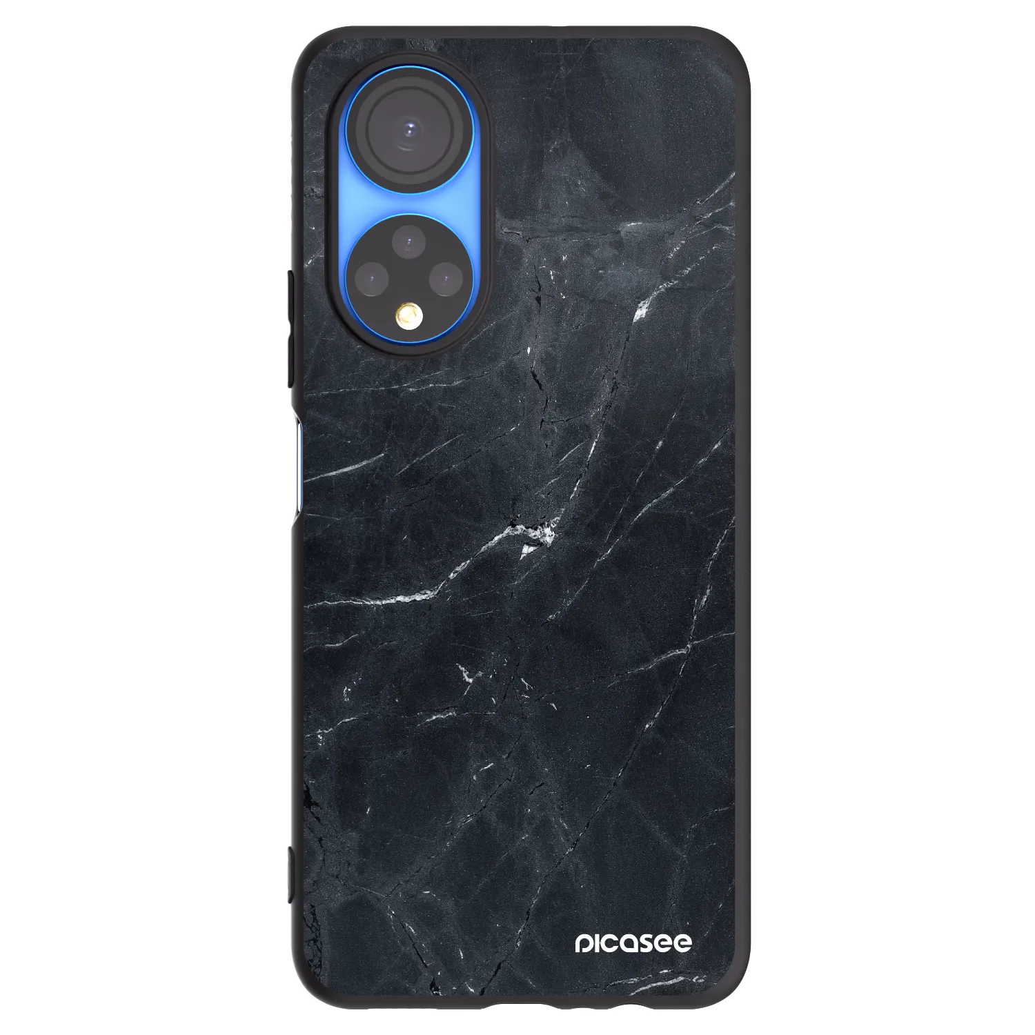 Picasee silikonowe czarne etui na Honor X7 - Black marble