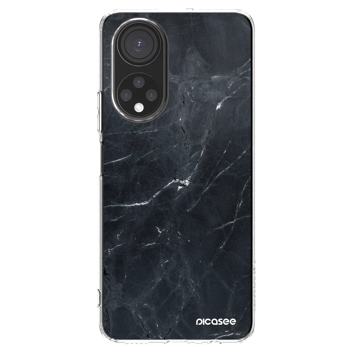Picasee silikonowe przeźroczyste etui na Honor X7 - Black marble