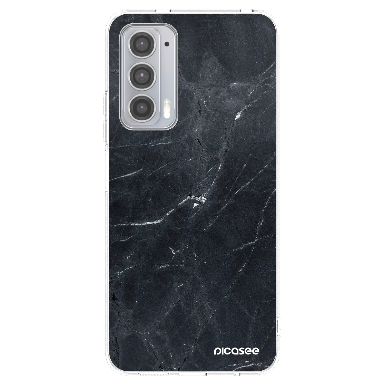 Picasee silikonowe przeźroczyste etui na Motorola Edge 20 - Black marble
