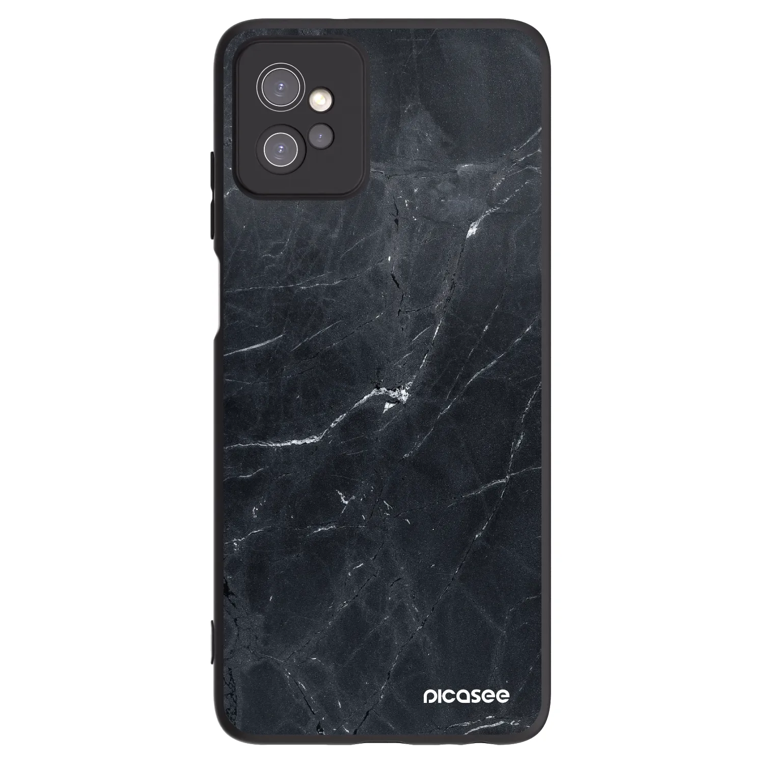 Picasee silikonowe czarne etui na Motorola Moto G32 - Black marble
