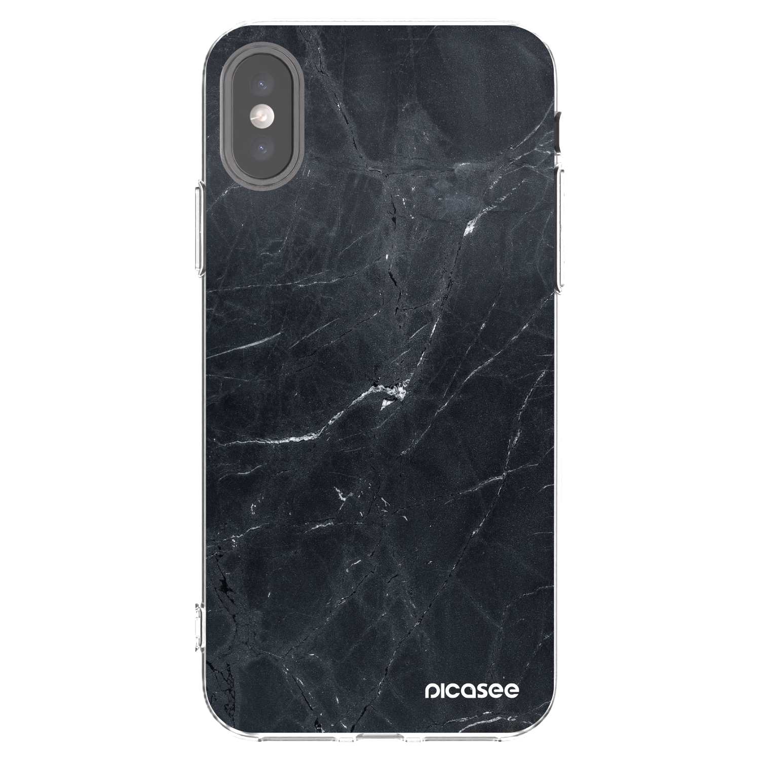 Picasee silikonowe przeźroczyste etui na Apple iPhone X/XS - Black marble