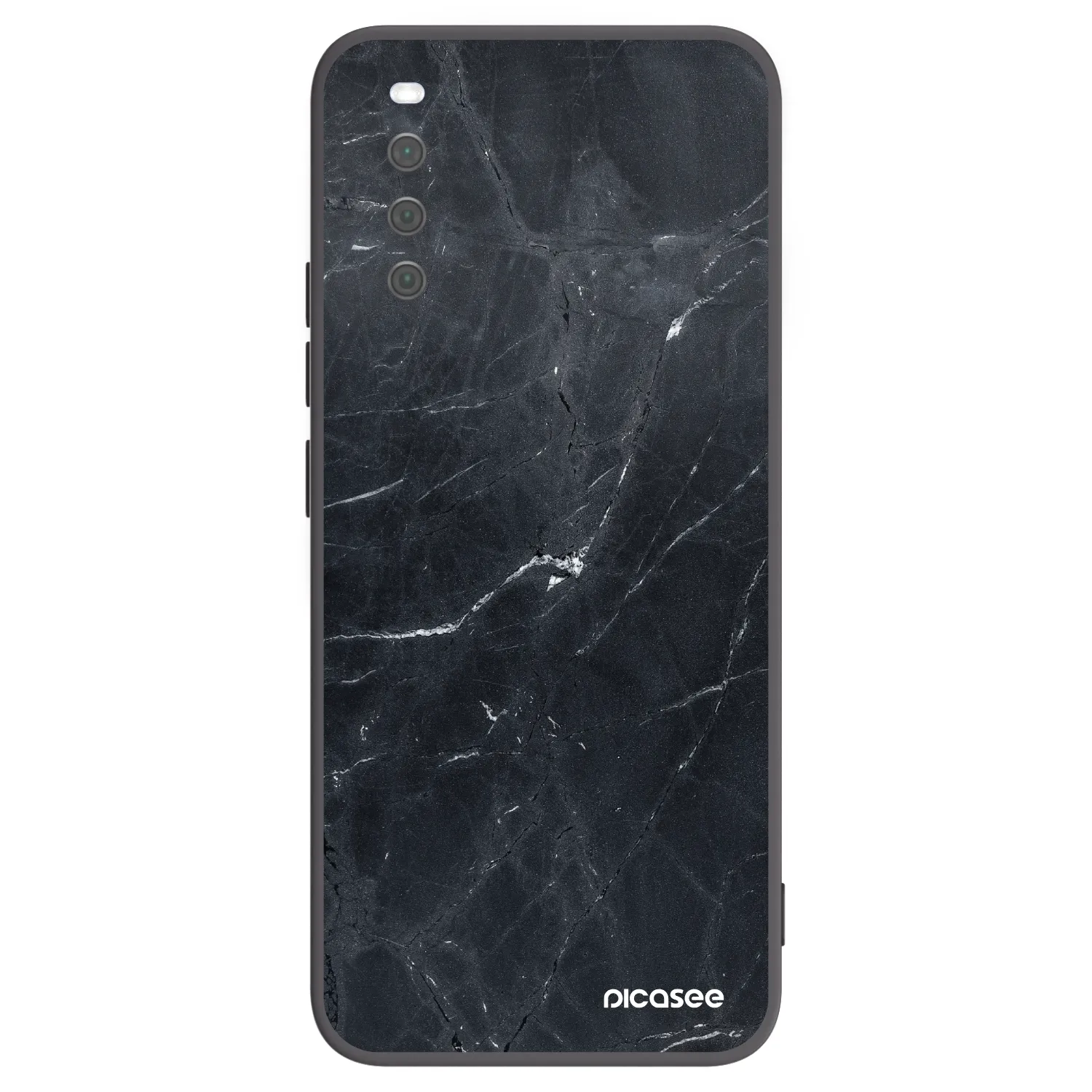Picasee silikonowe czarne etui na Sony Xperia 10 III - Black marble