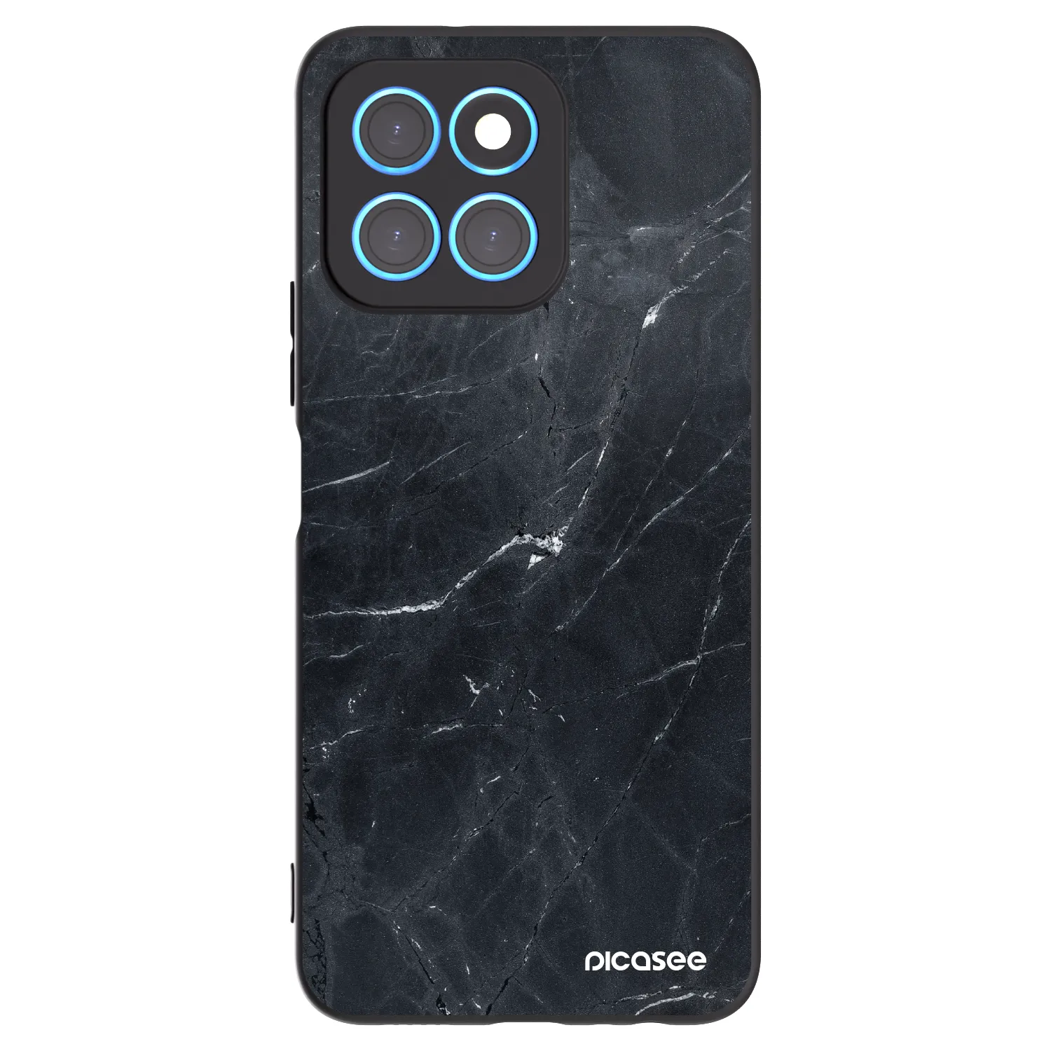Picasee silikonowe czarne etui na Honor X8 5G - Black marble