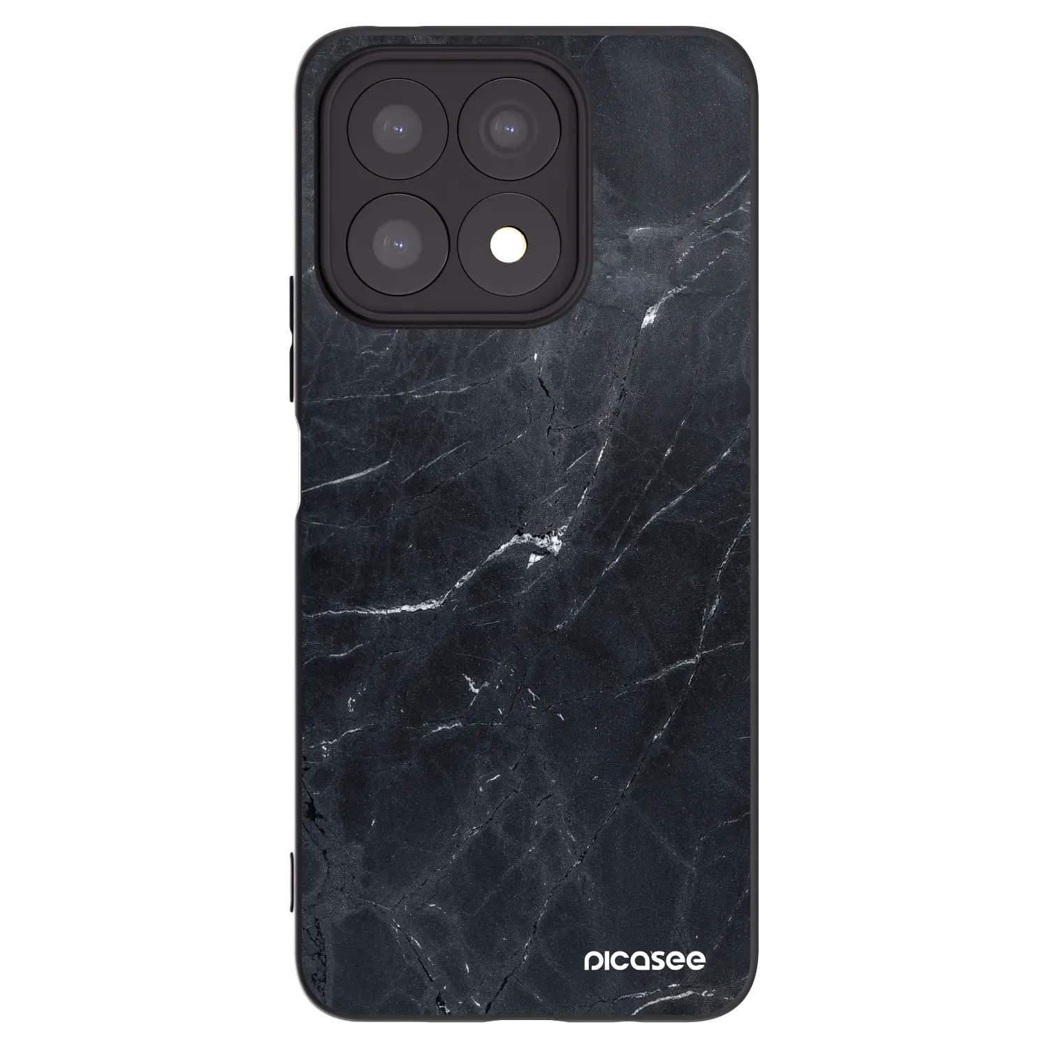 Picasee silikonowe czarne etui na Honor X8a - Black marble
