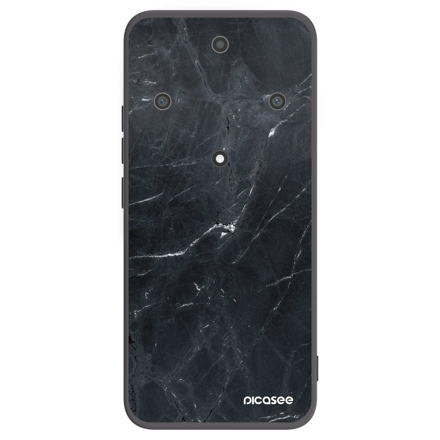 Picasee silikonowe czarne etui na Honor Magic5 Lite 5G - Black marble
