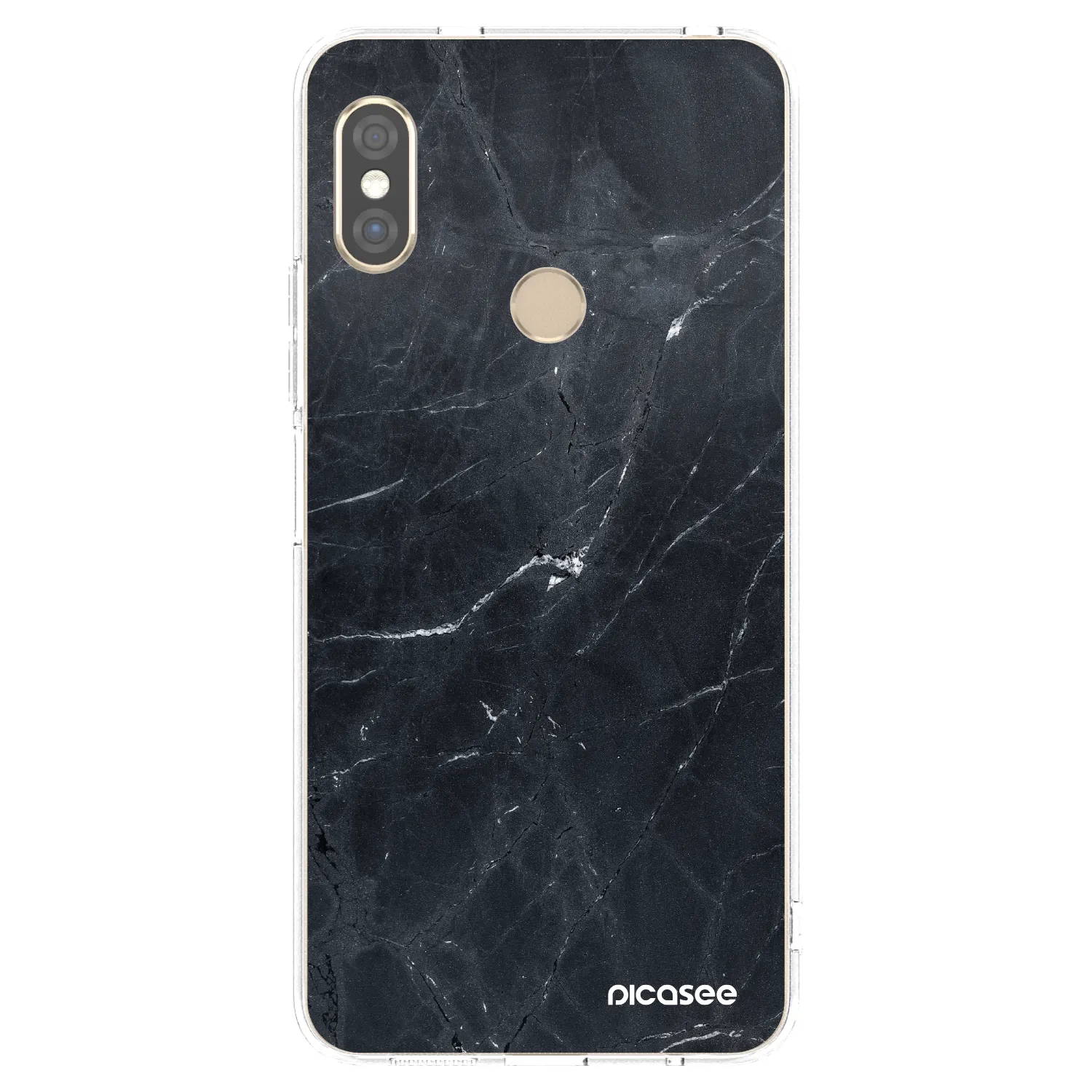 Picasee silikonowe przeźroczyste etui na Xiaomi Redmi Note 5 Global - Black marble