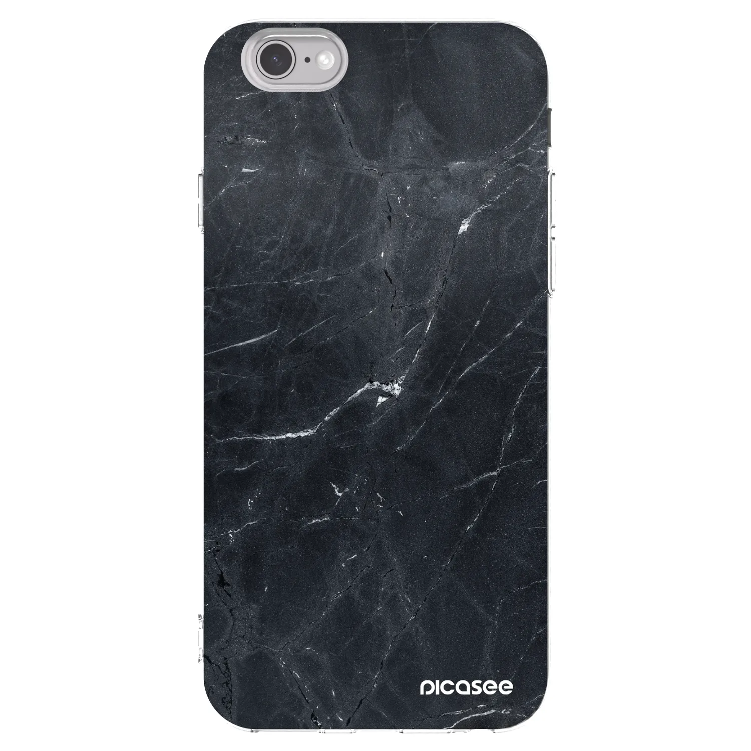 Picasee silikonowe przeźroczyste etui na Apple iPhone 6/6S - Black marble