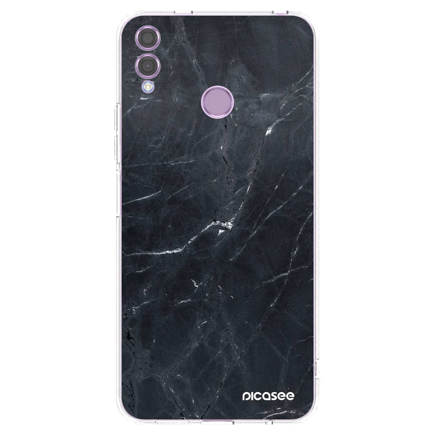 Picasee silikonowe przeźroczyste etui na Honor 8X - Black marble