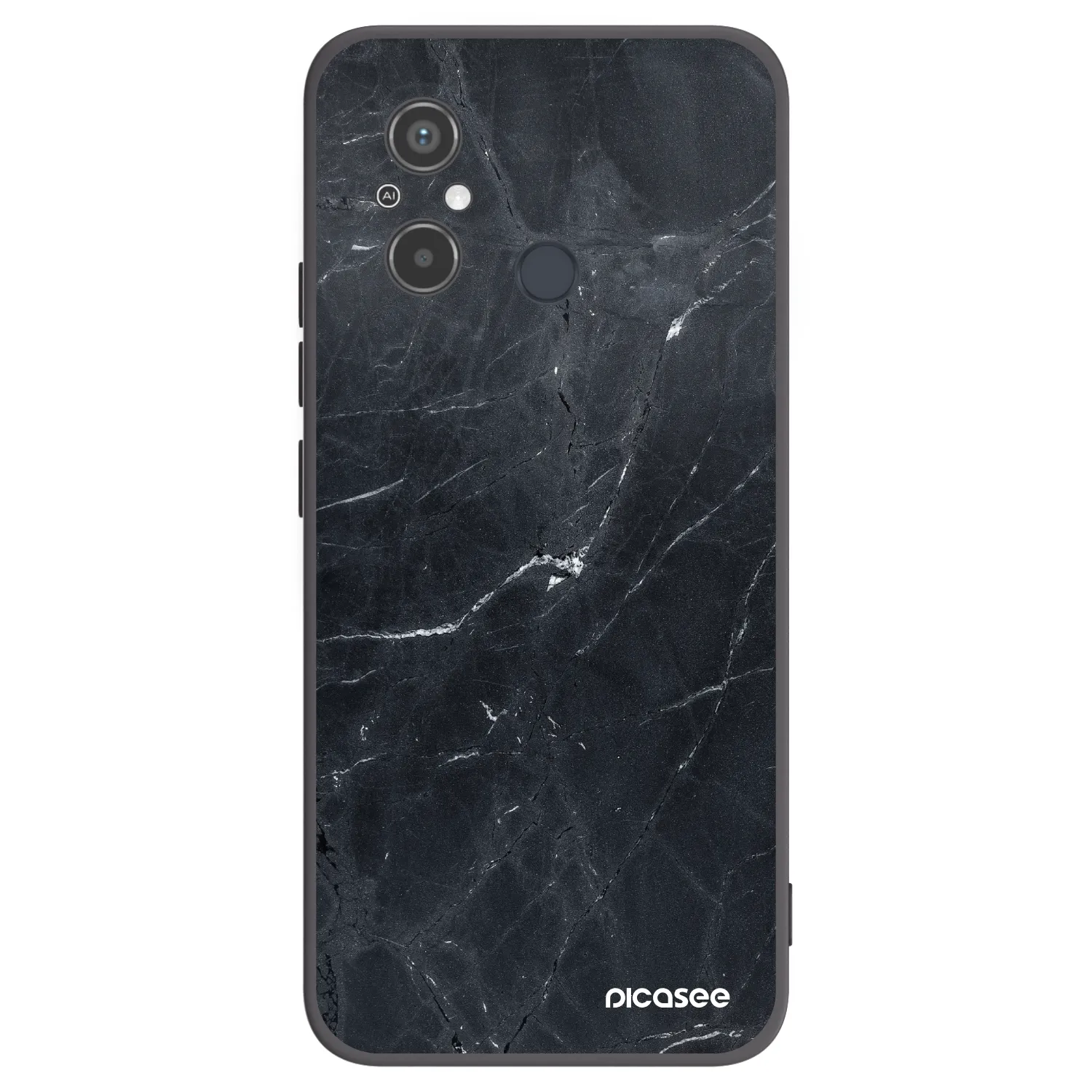 Picasee silikonowe czarne etui na Xiaomi Redmi 12C - Black marble