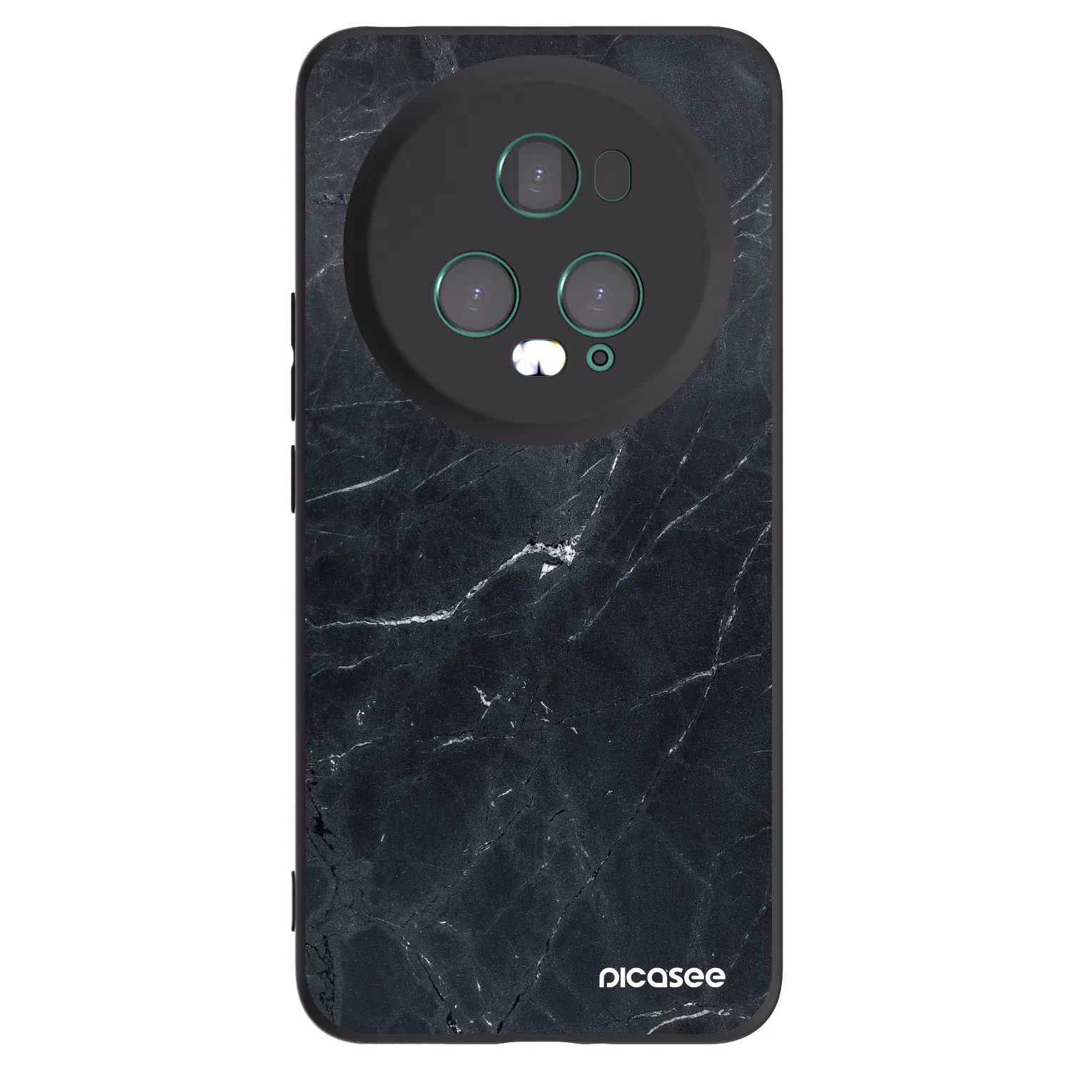 Picasee silikonowe czarne etui na Honor Magic5 Pro - Black marble