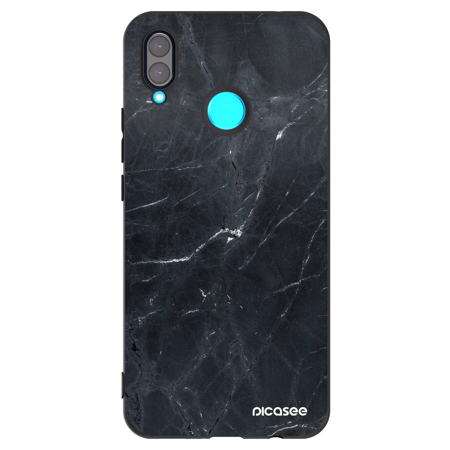 Picasee silikonowe czarne etui na Huawei Nova 3i - Black marble