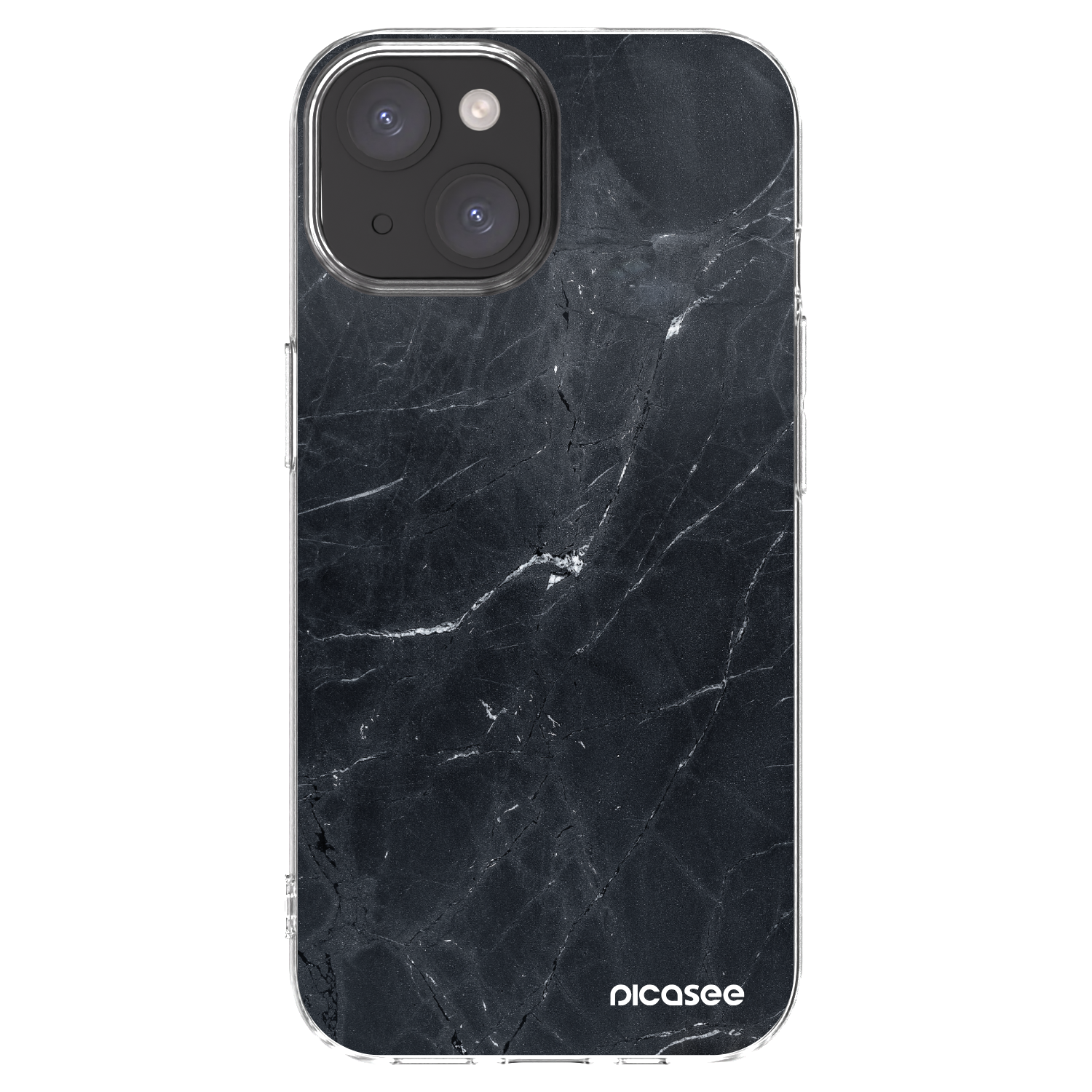 Picasee silikonowe przeźroczyste etui na Apple iPhone 15 - Black marble
