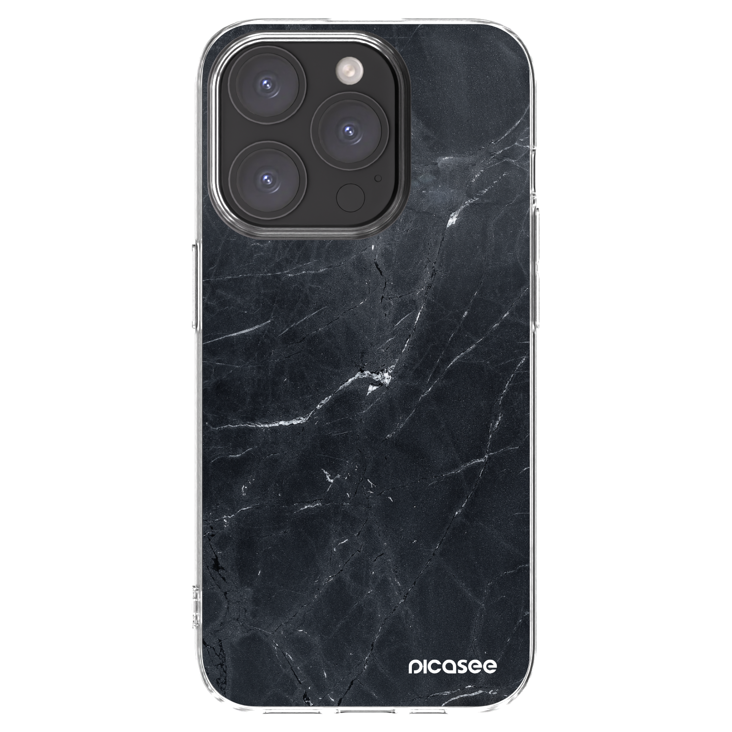 Picasee silikonowe przeźroczyste etui na Apple iPhone 15 Pro - Black marble
