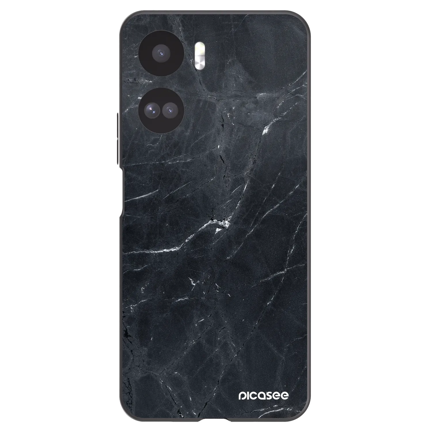 Picasee silikonowe czarne etui na Honor 90 Lite 5G - Black marble