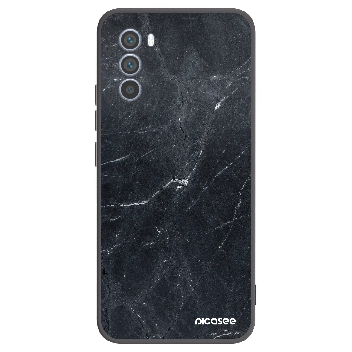 Picasee silikonowe czarne etui na Motorola Moto G62 - Black marble