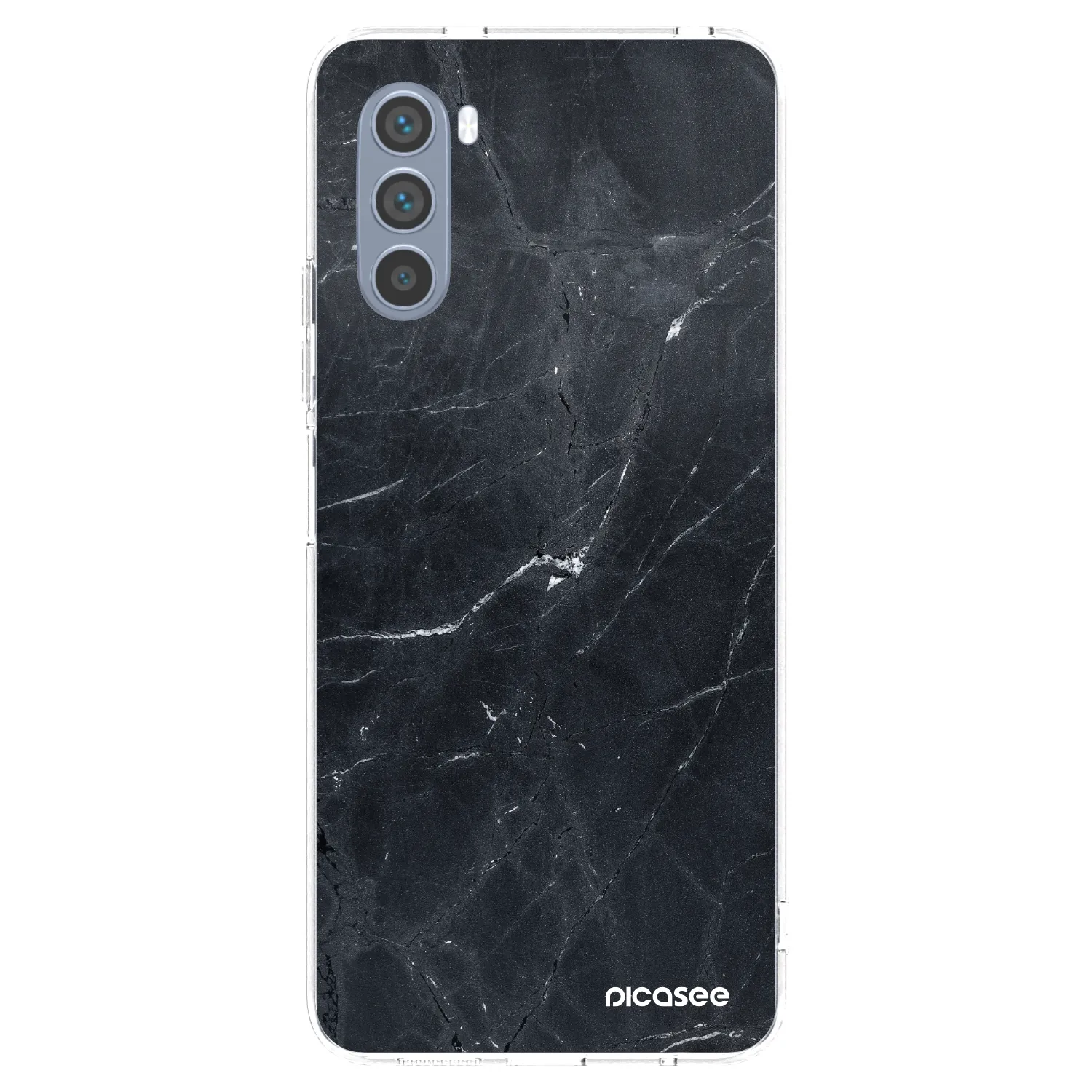 Picasee silikonowe przeźroczyste etui na Motorola Moto G62 - Black marble
