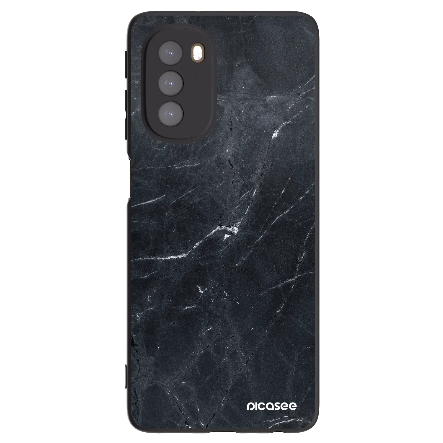 Picasee silikonowe czarne etui na Motorola Moto G51 - Black marble