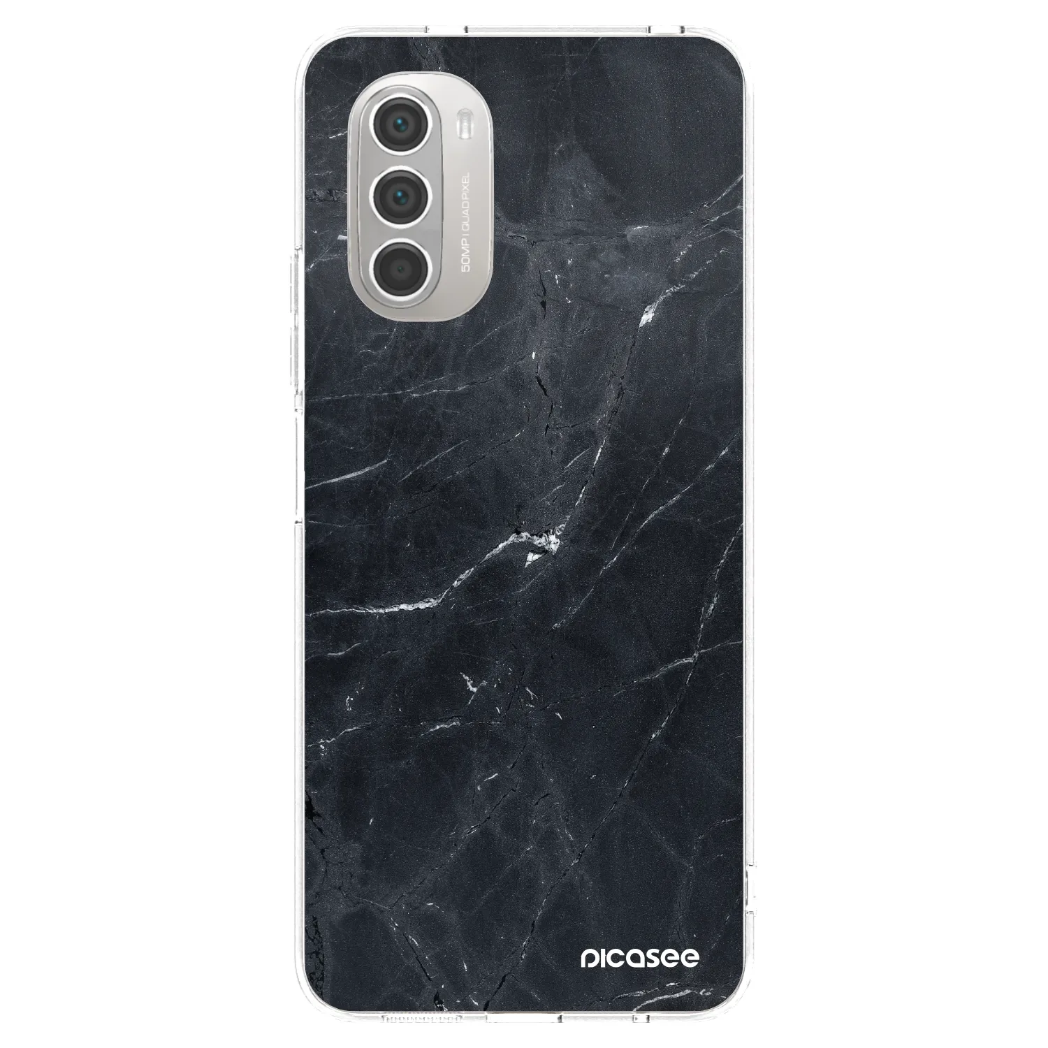 Picasee silikonowe przeźroczyste etui na Motorola Moto G51 - Black marble