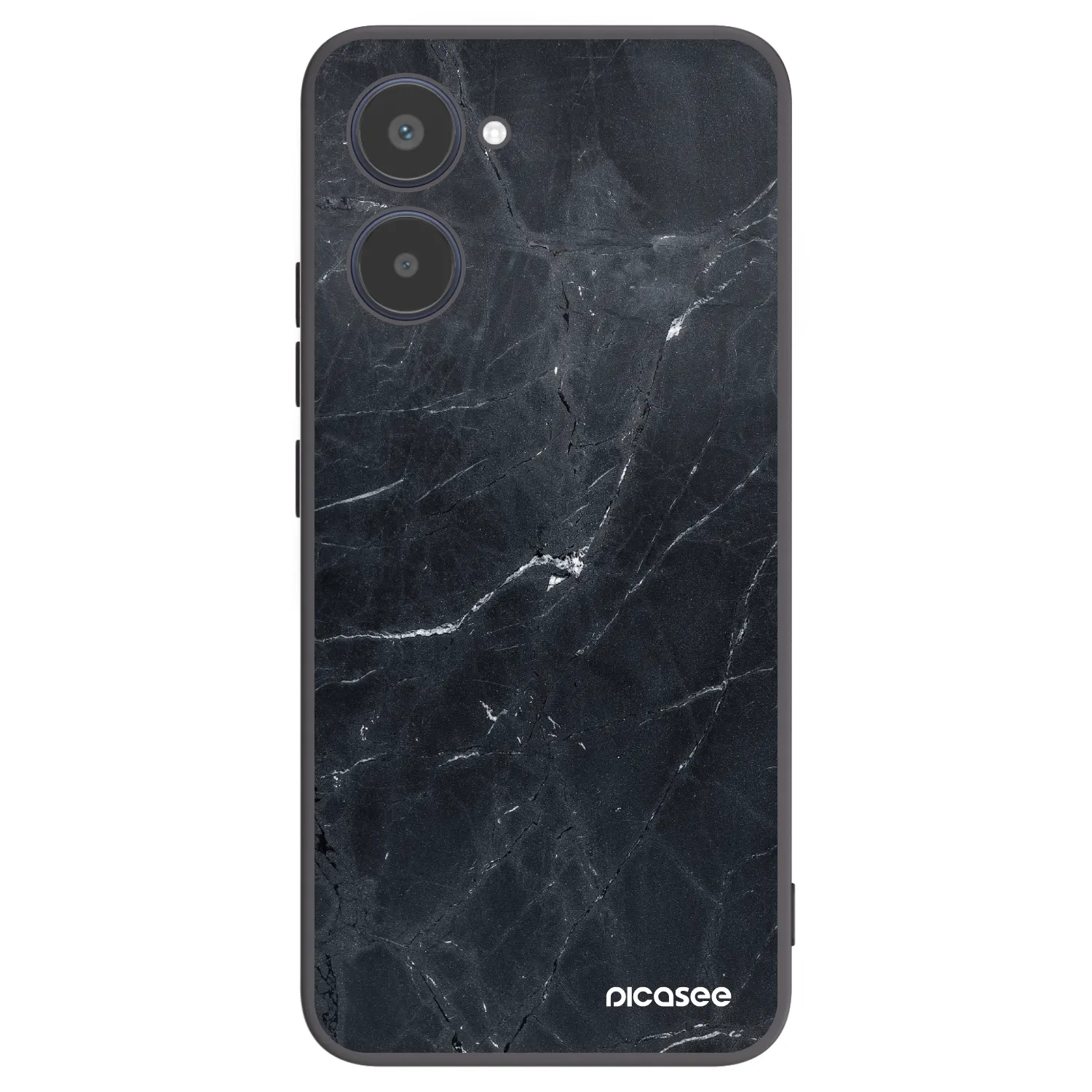 Picasee silikonowe czarne etui na Realme 10 4G - Black marble