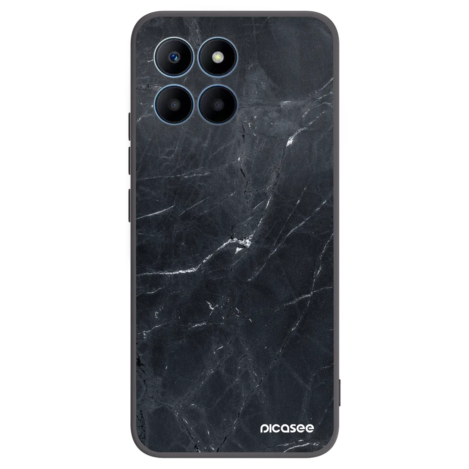 Picasee silikonowe czarne etui na Honor 70 Lite - Black marble