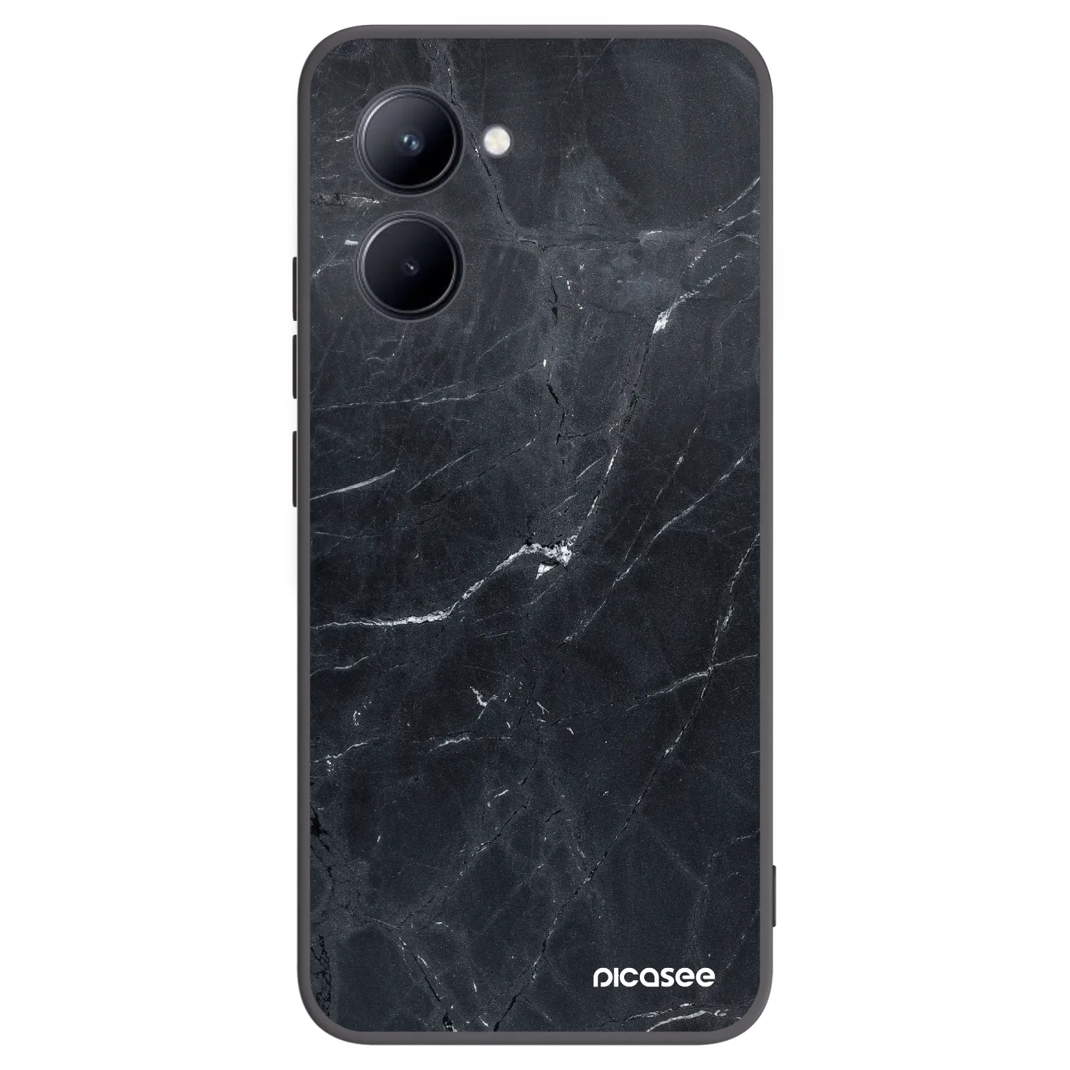 Picasee silikonowe czarne etui na Realme C33 (2023) - Black marble