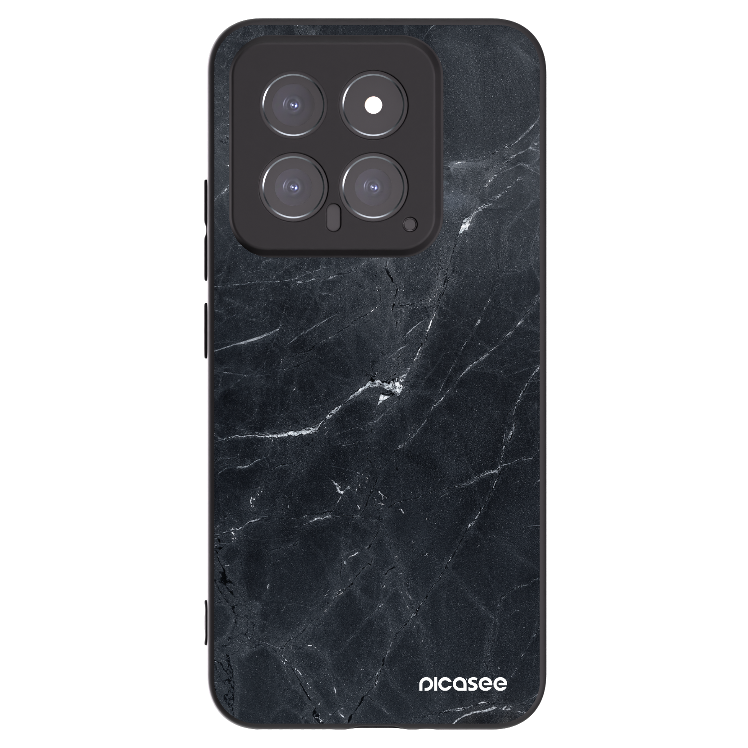 Picasee silikonowe czarne etui na Xiaomi 14 - Black marble