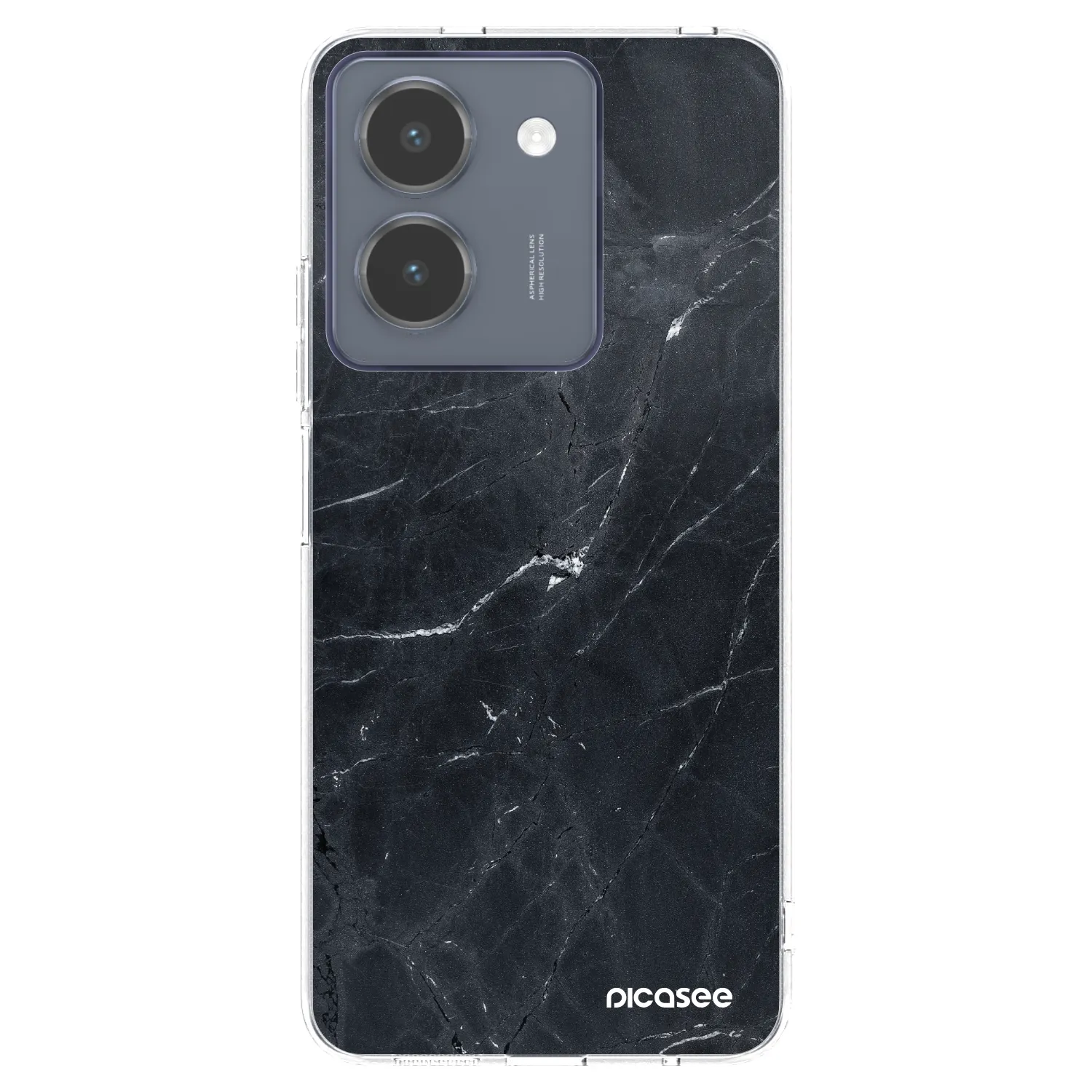 Picasee silikonowe przeźroczyste etui na Vivo Y36 4G - Black marble