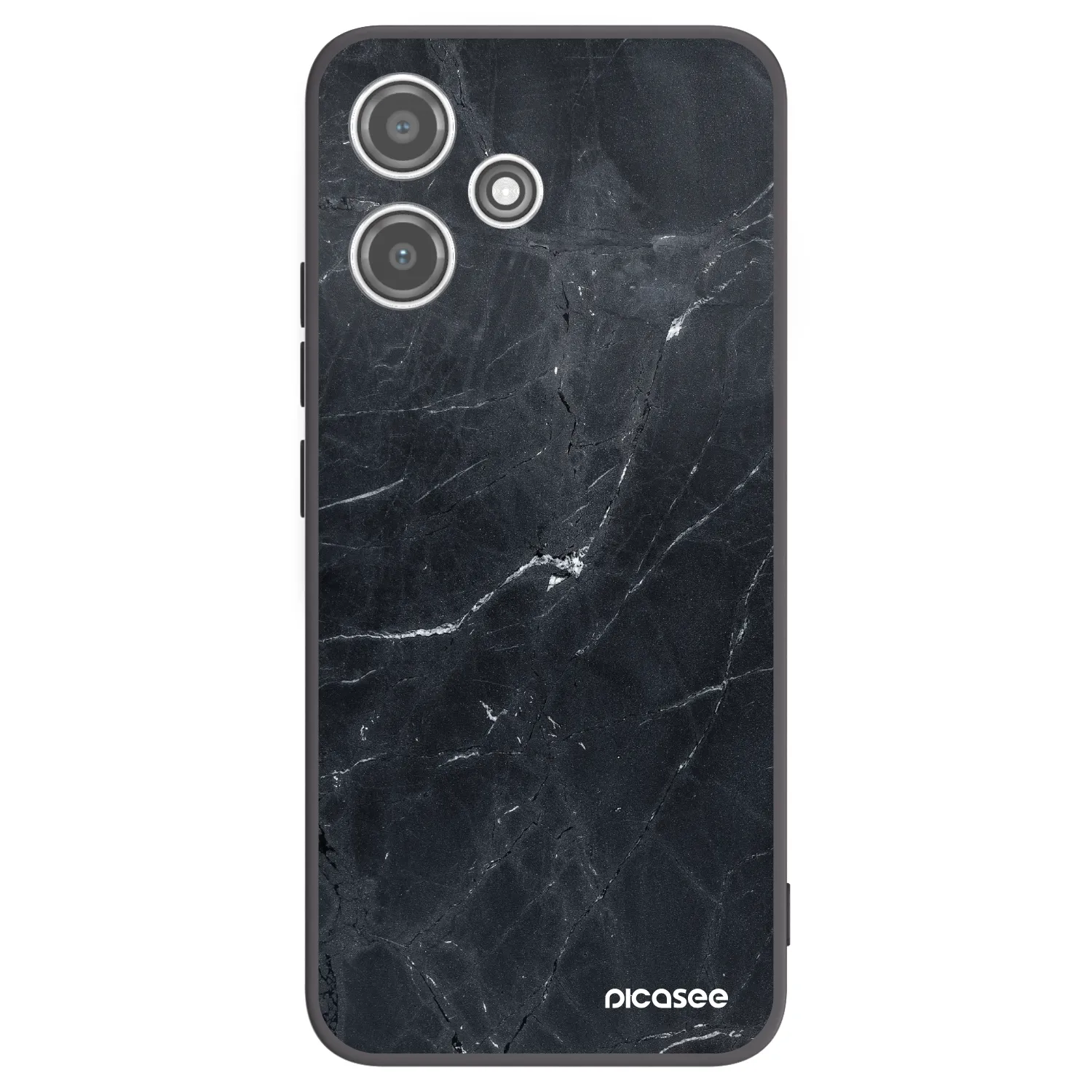 Picasee silikonowe czarne etui na Xiaomi Redmi 12 5G - Black marble