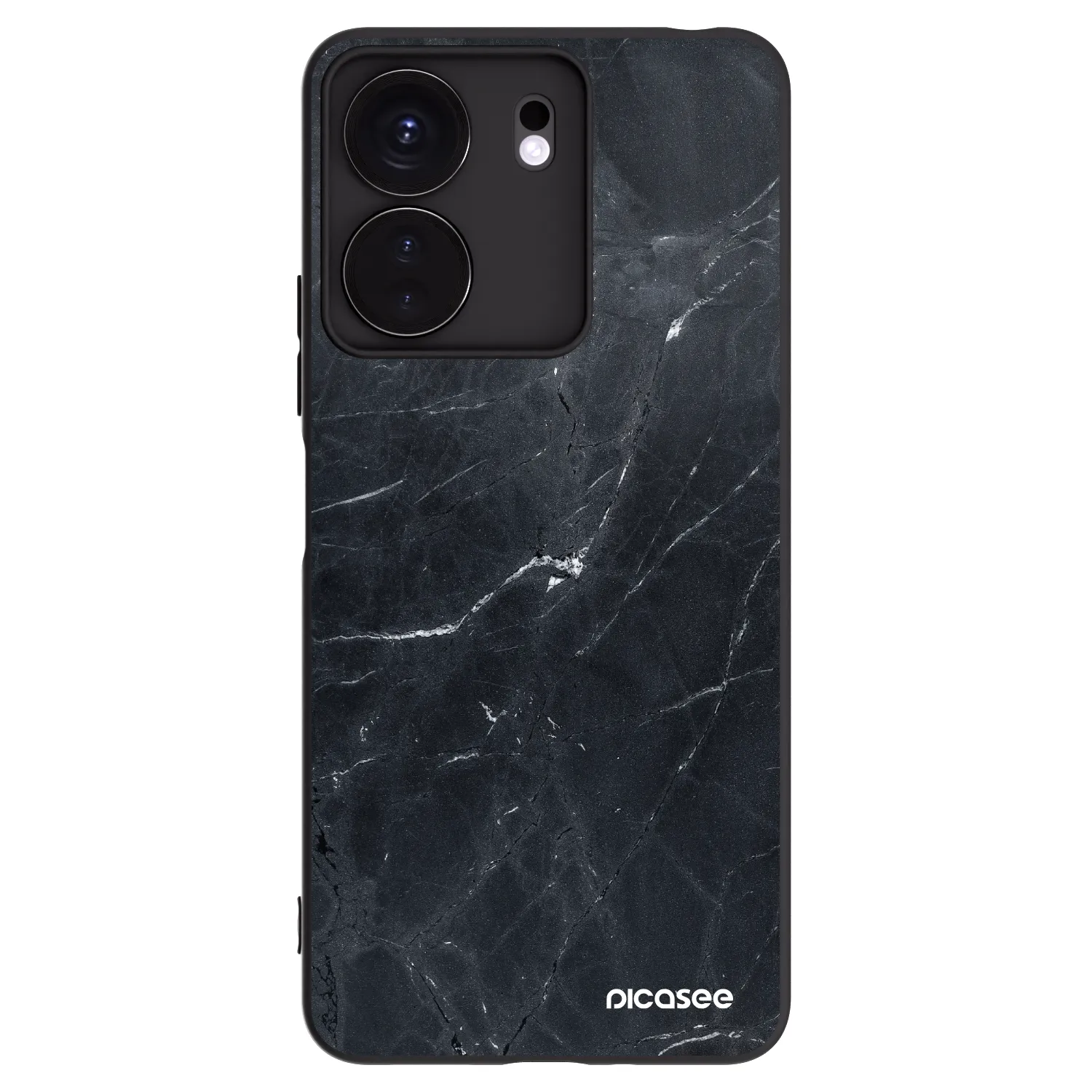 Picasee silikonowe czarne etui na Xiaomi Redmi 13C 4G - Black marble