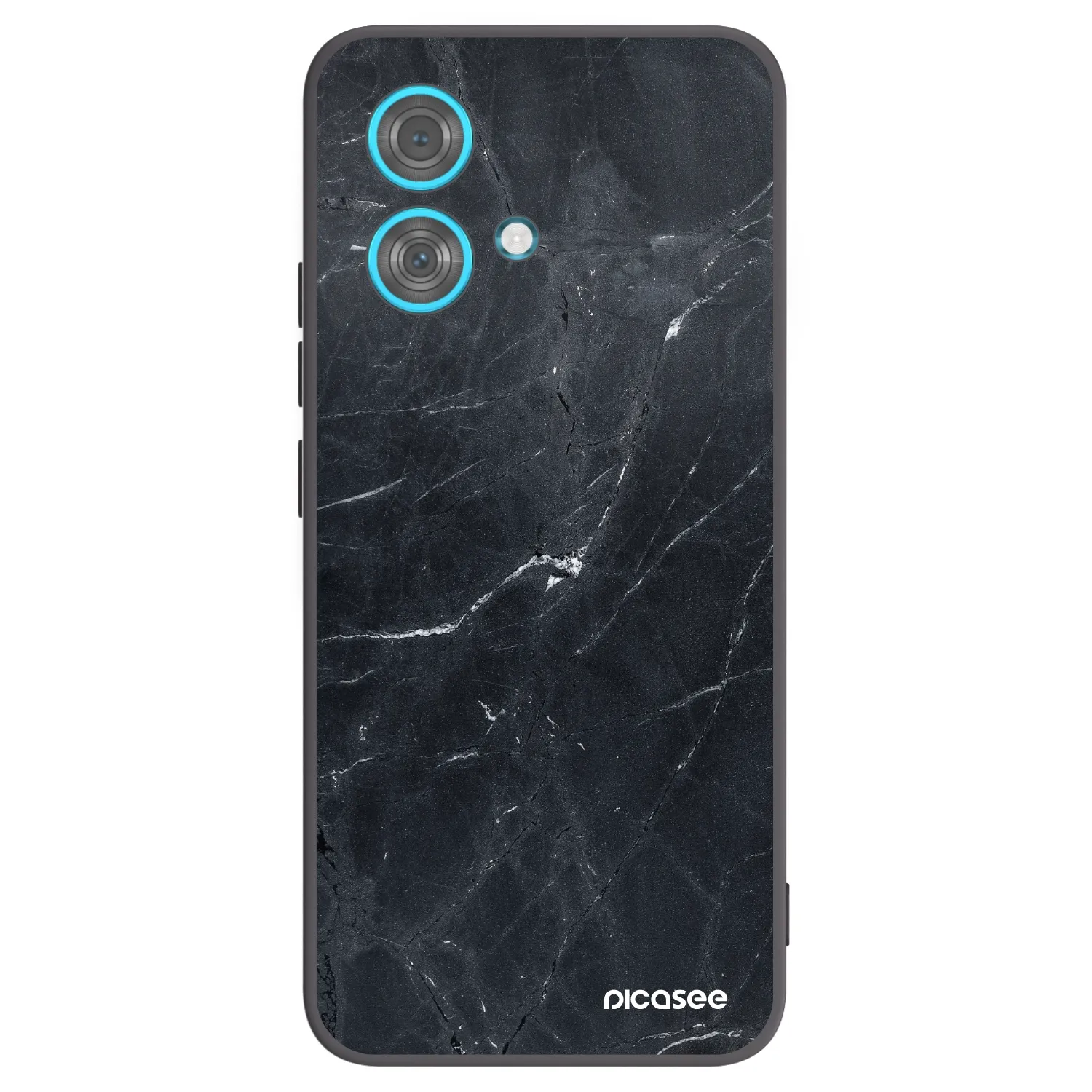 Picasee silikonowe czarne etui na Motorola Edge 40 Neo - Black marble