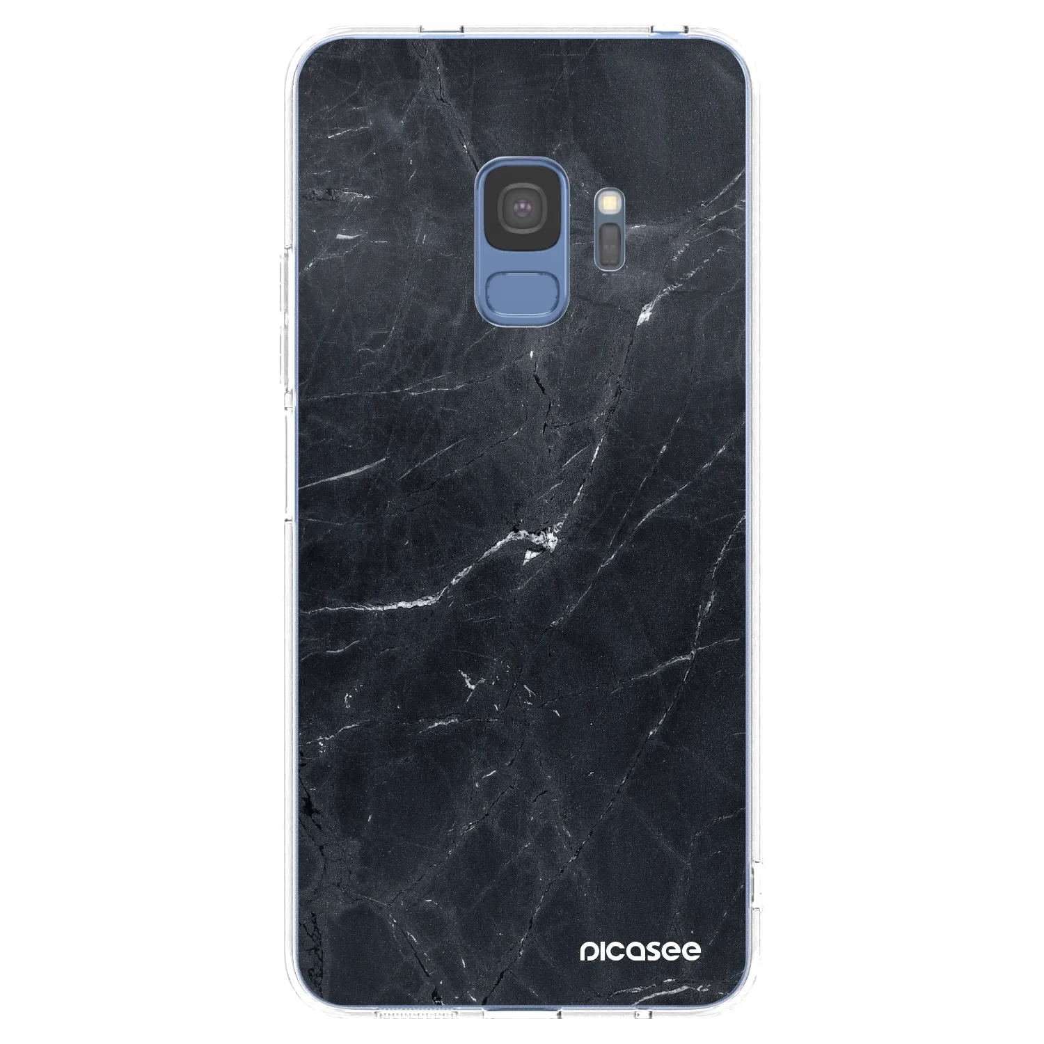 Picasee silikonowe przeźroczyste etui na Samsung Galaxy S9 G960F - Black marble