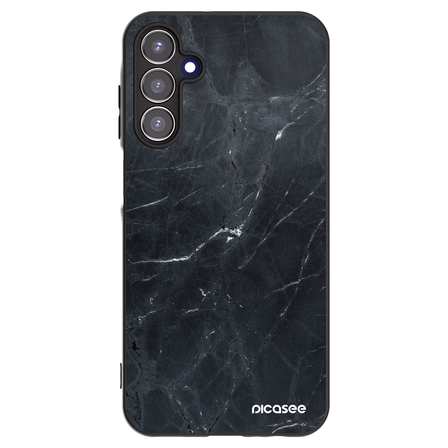 Picasee silikonowe czarne etui na Samsung Galaxy A15 A155F 4G - Black marble