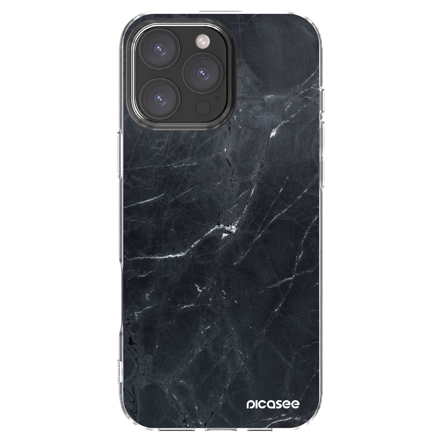 Picasee silikonowe przeźroczyste etui na Apple iPhone 16 Pro Max - Black marble