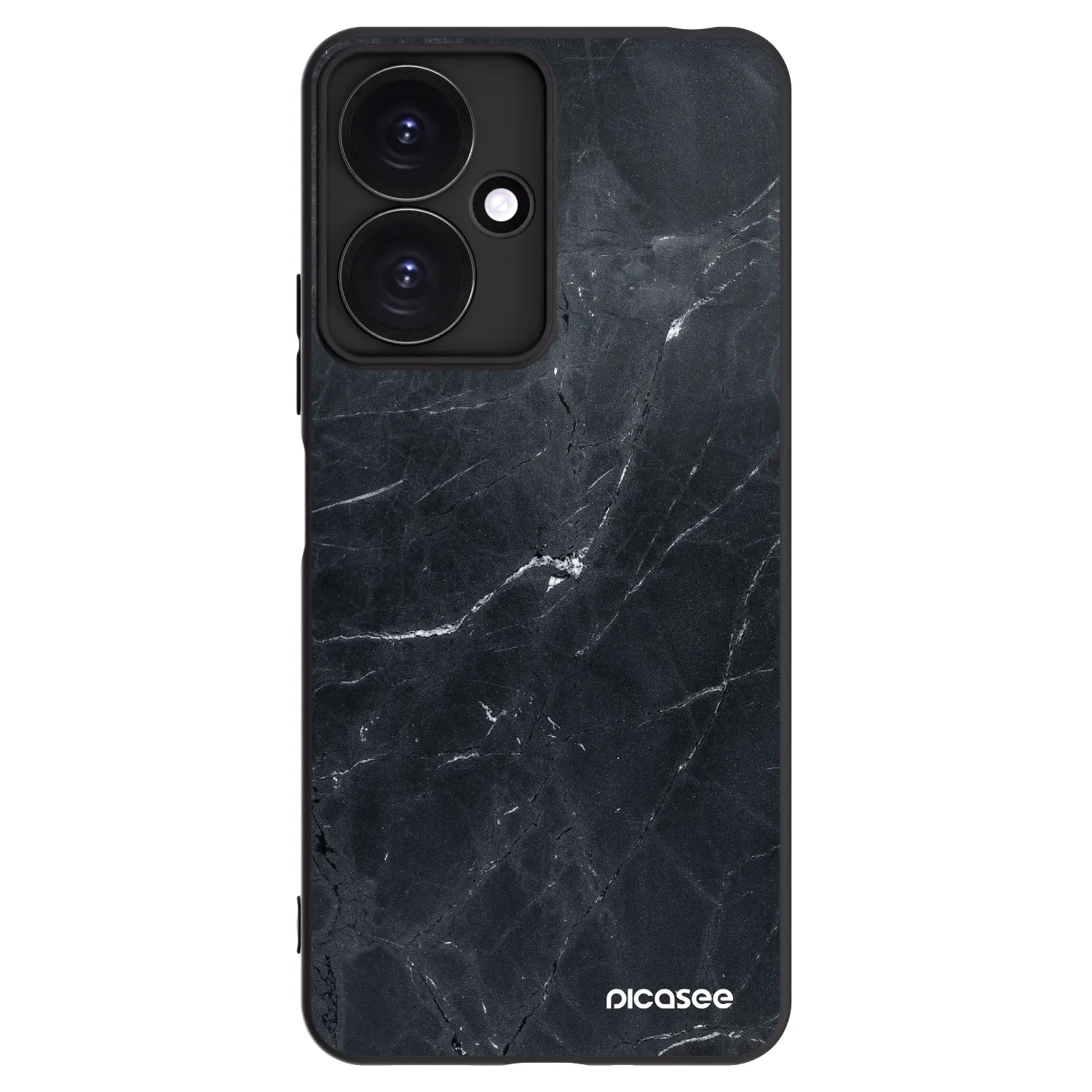 Picasee silikonowe czarne etui na Xiaomi Redmi 13C 5G - Black marble