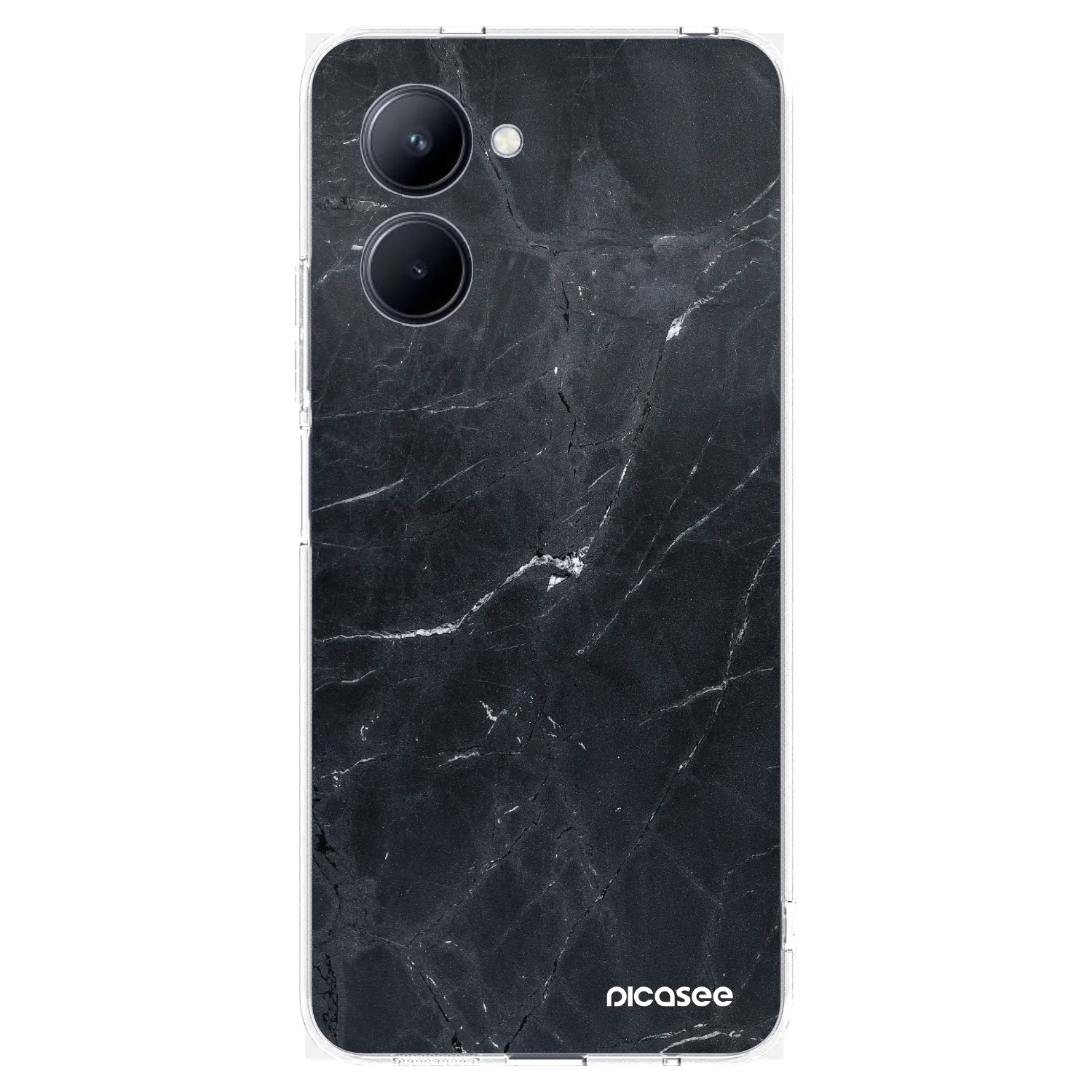 Picasee silikonowe przeźroczyste etui na Realme C33 (2023) - Black marble