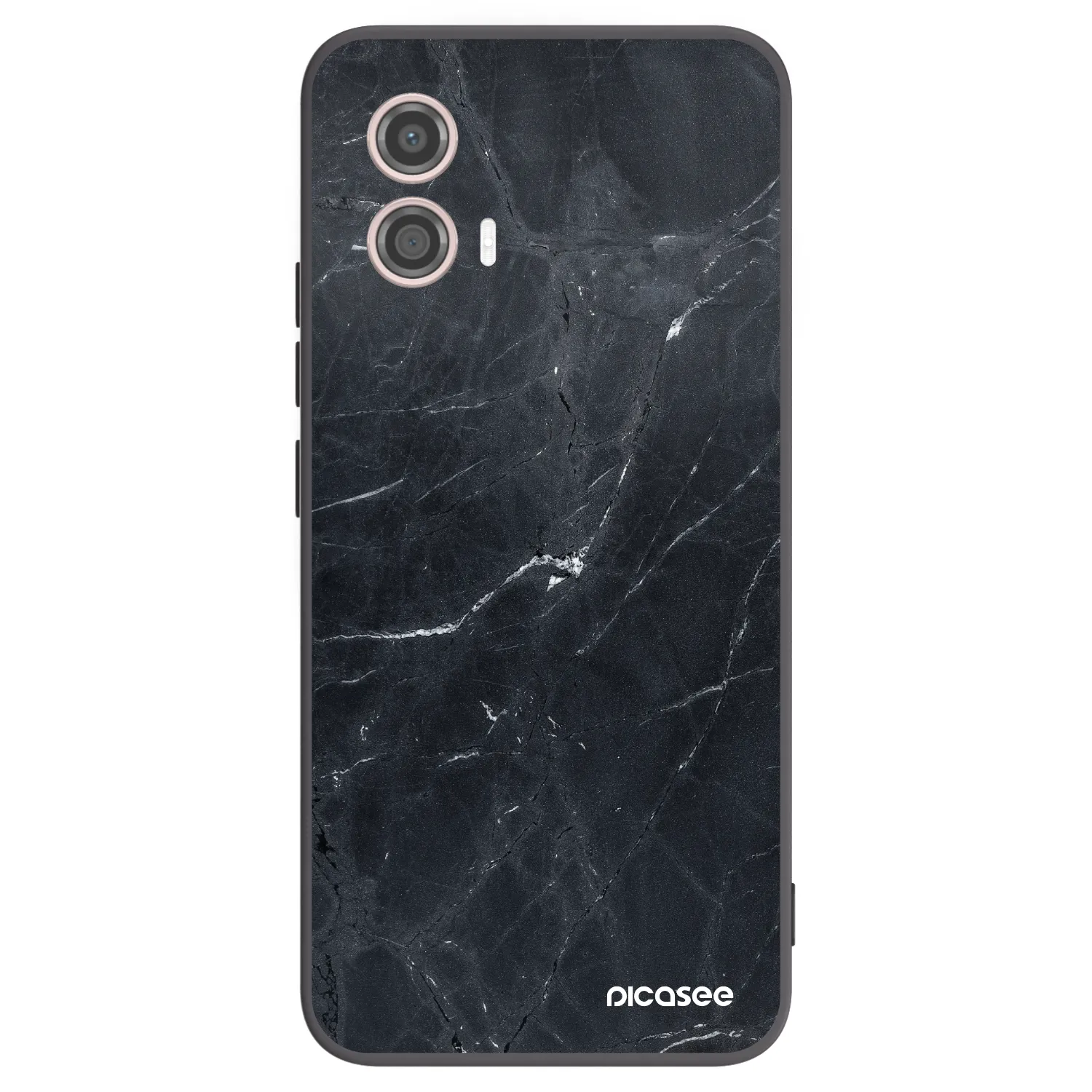 Picasee silikonowe czarne etui na Motorola Moto G53 5G - Black marble