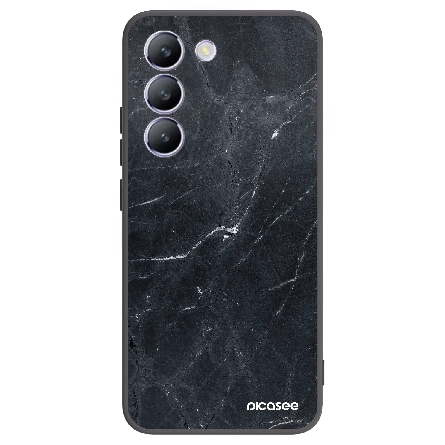 Picasee silikonowe czarne etui na Vivo V40 SE 5G - Black marble