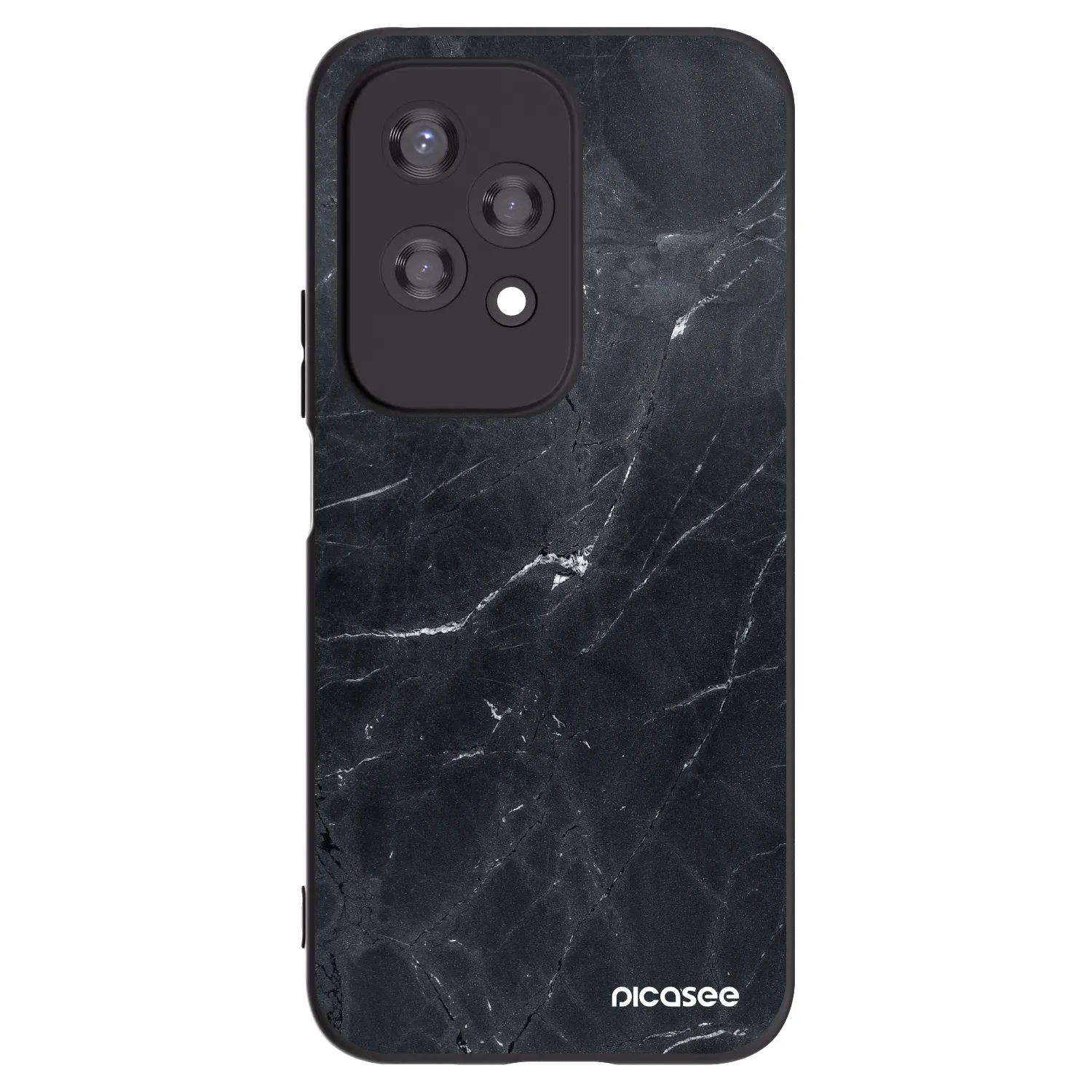 Picasee silikonowe czarne etui na Honor 200 Lite - Black marble