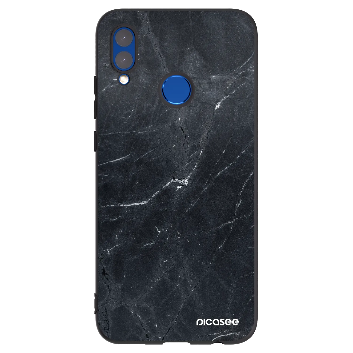 Picasee silikonowe czarne etui na Honor 10 Lite - Black marble