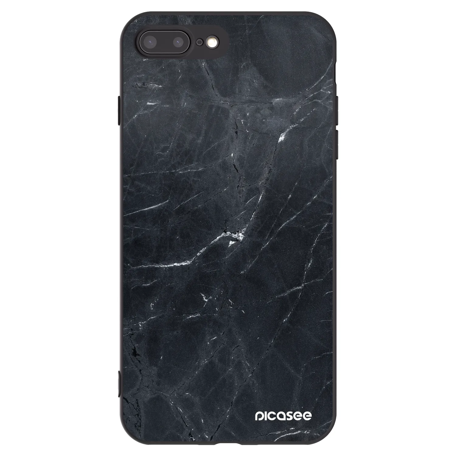 Picasee silikonowe czarne etui na Apple iPhone 8 Plus - Black marble