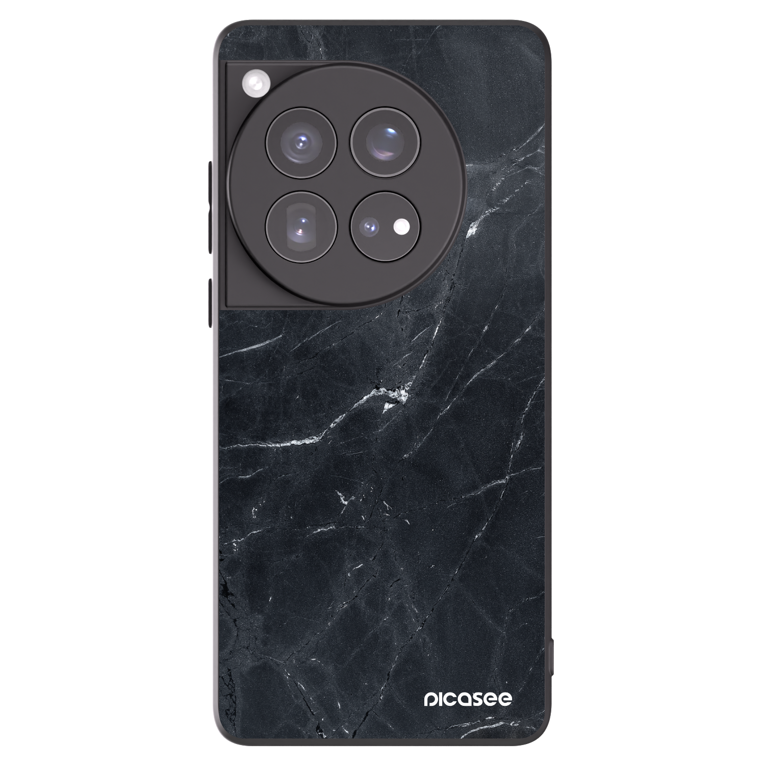 Picasee silikonowe czarne etui na OnePlus 12 5G - Black marble