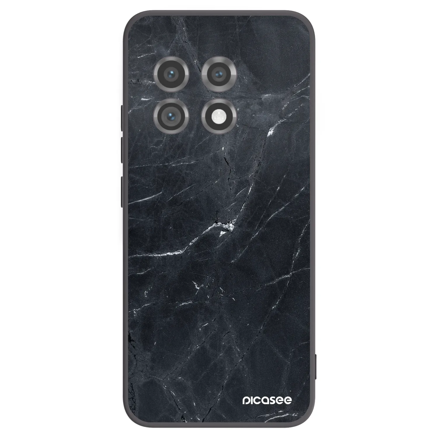 Picasee silikonowe czarne etui na OnePlus 11 5G - Black marble